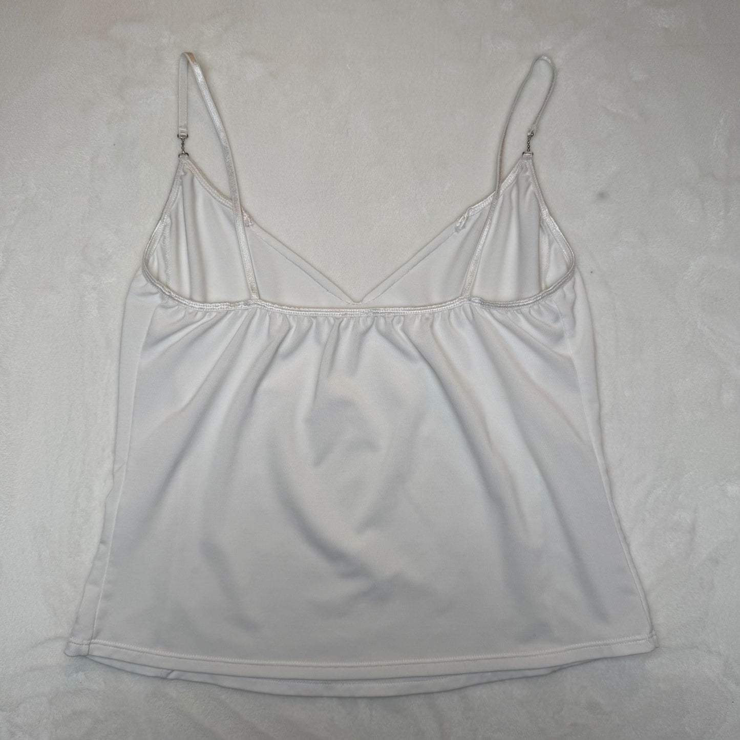 Handmade White Camisole V-Neck Spaghetti Strap Minimalist Coquette Womens Small