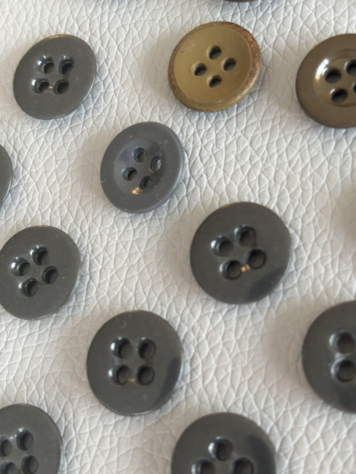Vintage Lot Of 40 Brown Grey Beige Green Four Hole Buttons. Celluloid Glass