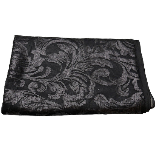 Black Baroque Sequin Mesh Fabric – Sheer Overlay – 60" Wide  2 Yards  Couture