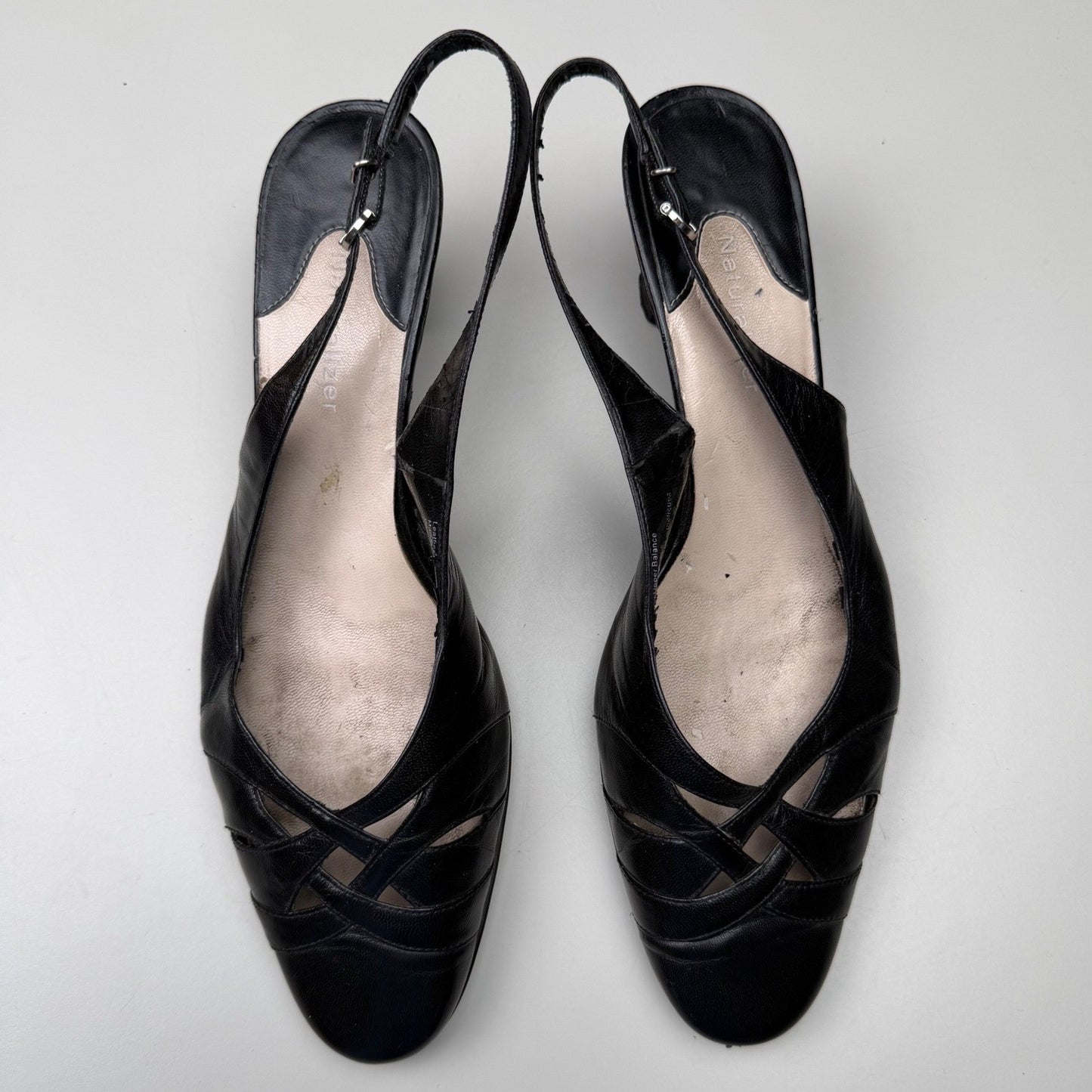 Naturalizer Alice Black Leather Slingback Kitten Heel Officecore Classic Size 8M