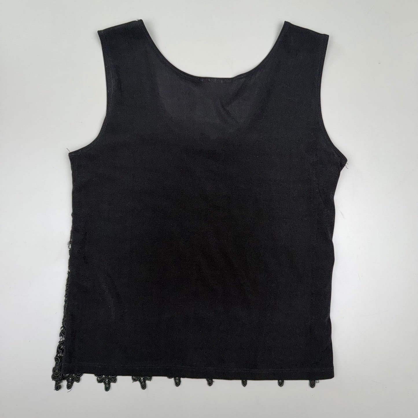 Black Lace Tank Top Floral Overlay Whimsigoth Goth Coquette Romantic Size S/M