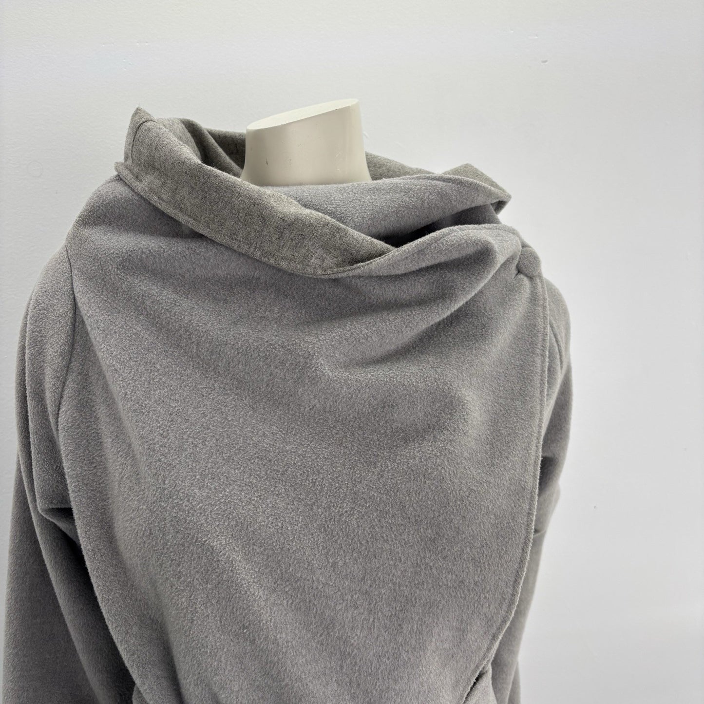 Pink Martini Grey Wrap Coat Belted Asymmetrical Minimalist Soft Jacket Womens S