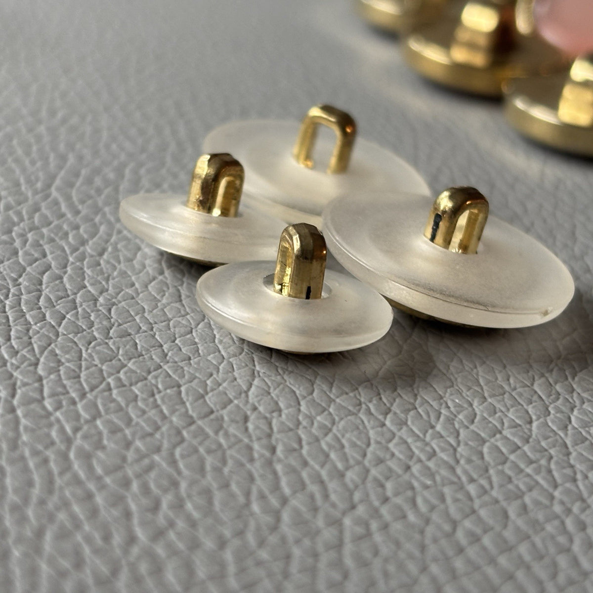Contemporary Gold Filigree Cabochon Button Lot Pink Aqua Frosted Retro Style Set