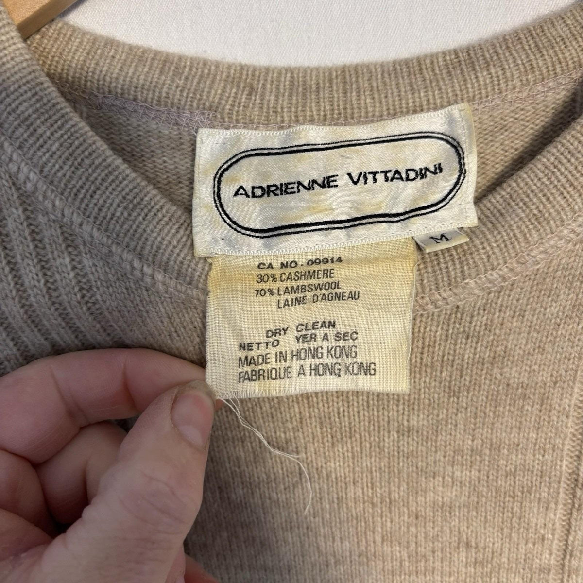 Vintage Adrienne Vittadini Cashmere Wool Long Sweater | M — detail photo 17