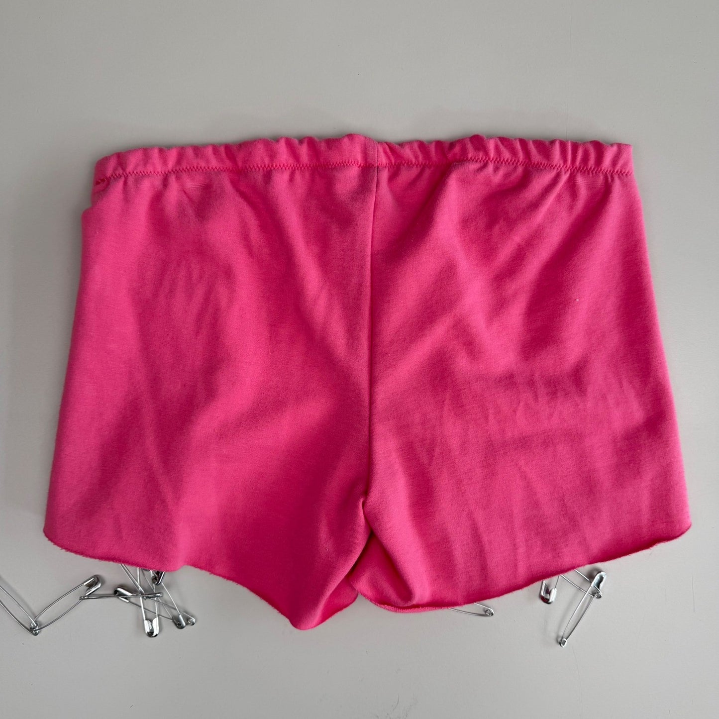 Simpłe NWT Pink Safety Pin Shorts + White CropTop Punk Festival Rave Neon Small