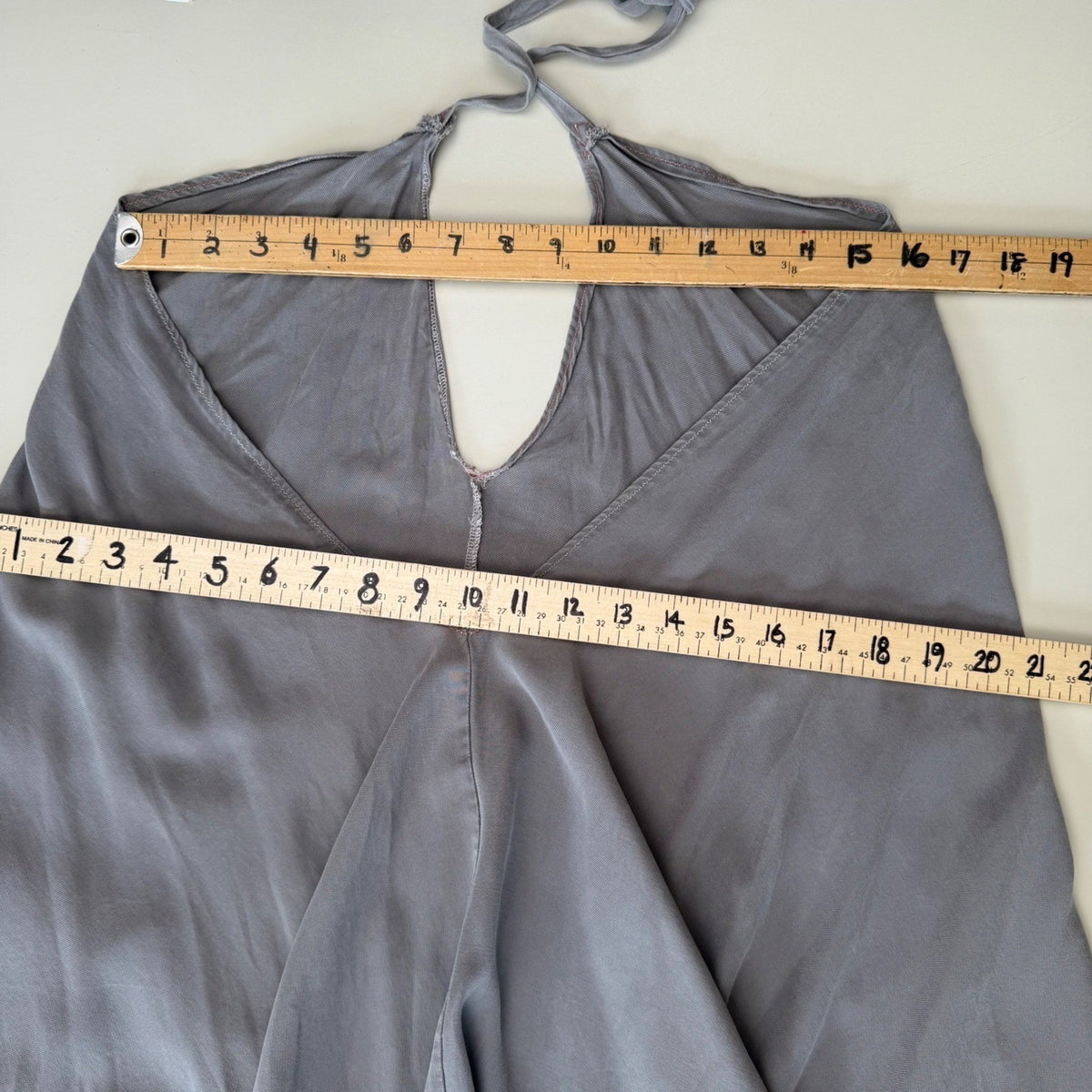 Simpłe Grey Halter Maxi Dress Fairycore Lagenlook Handmade BC OS