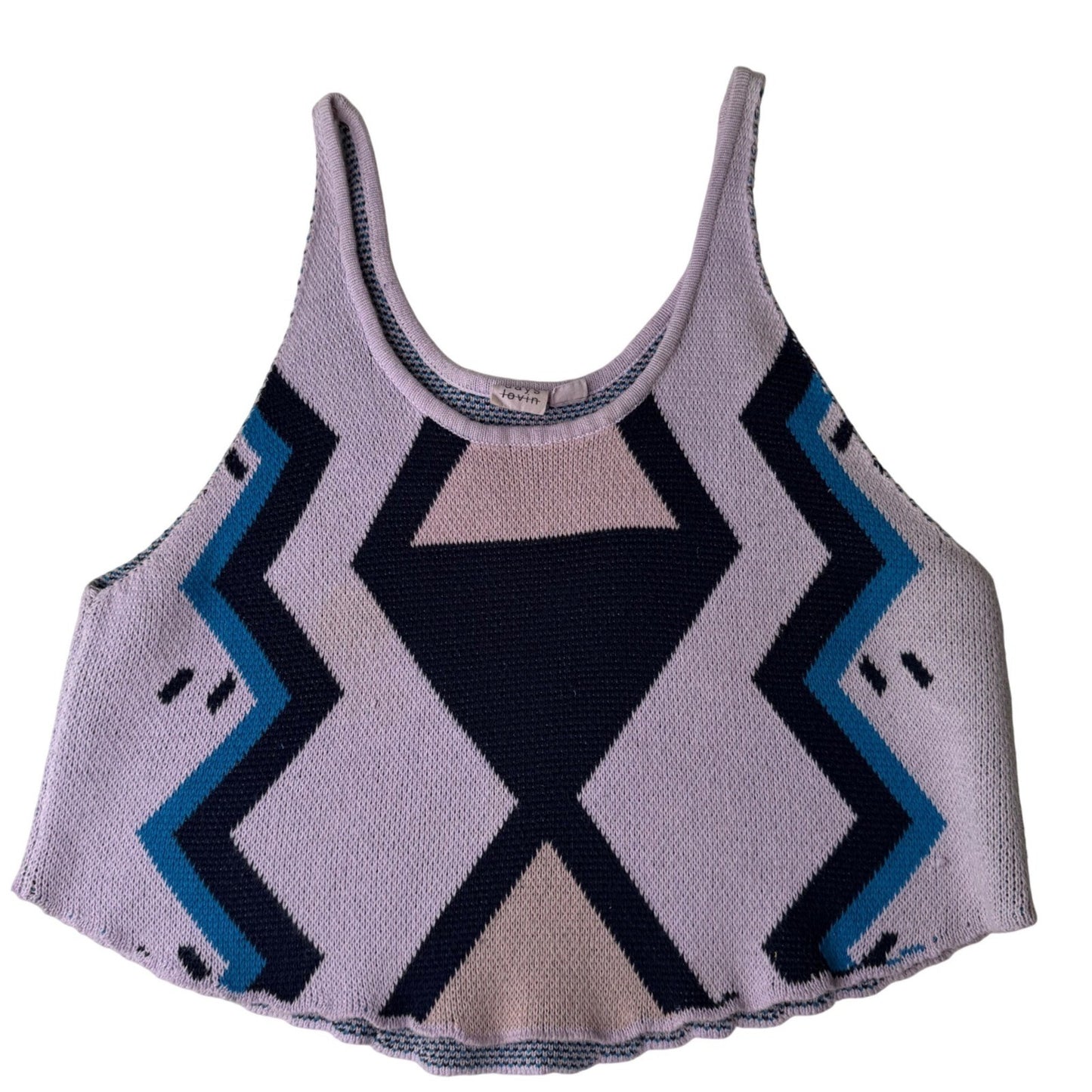 Some Days Lovin Knit Crop Tank Top – Geometric Pattern – Womens Small