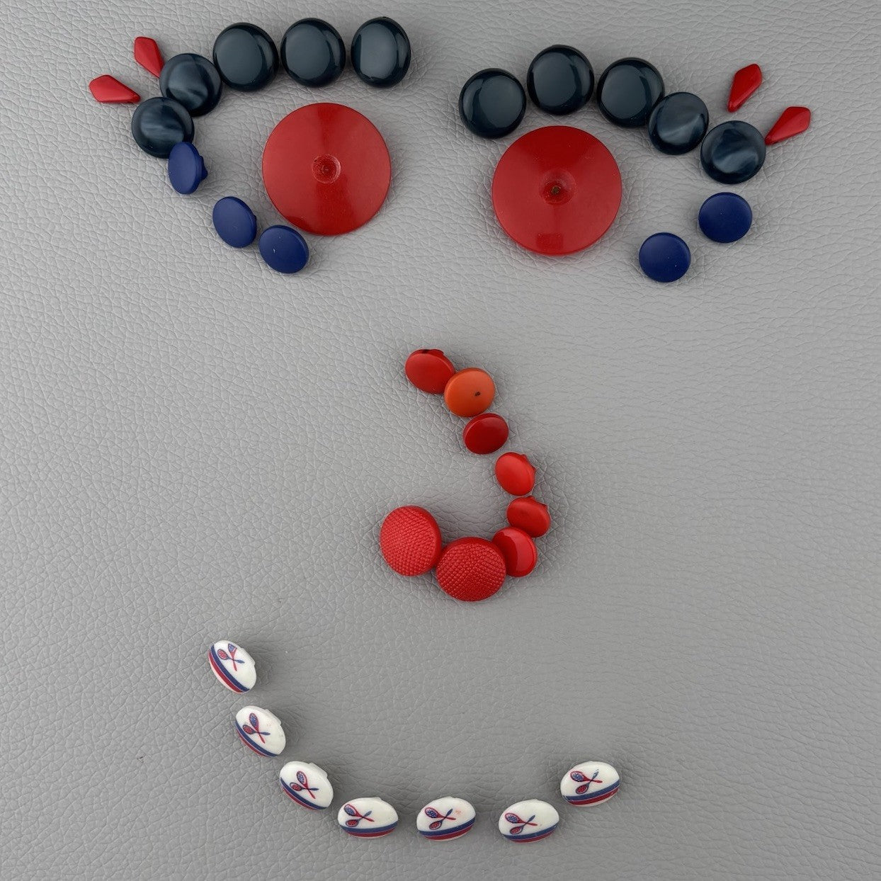 Red Blue White Badminton Button Lot ~ 37 Plastic Shank Craft Sewing Supply