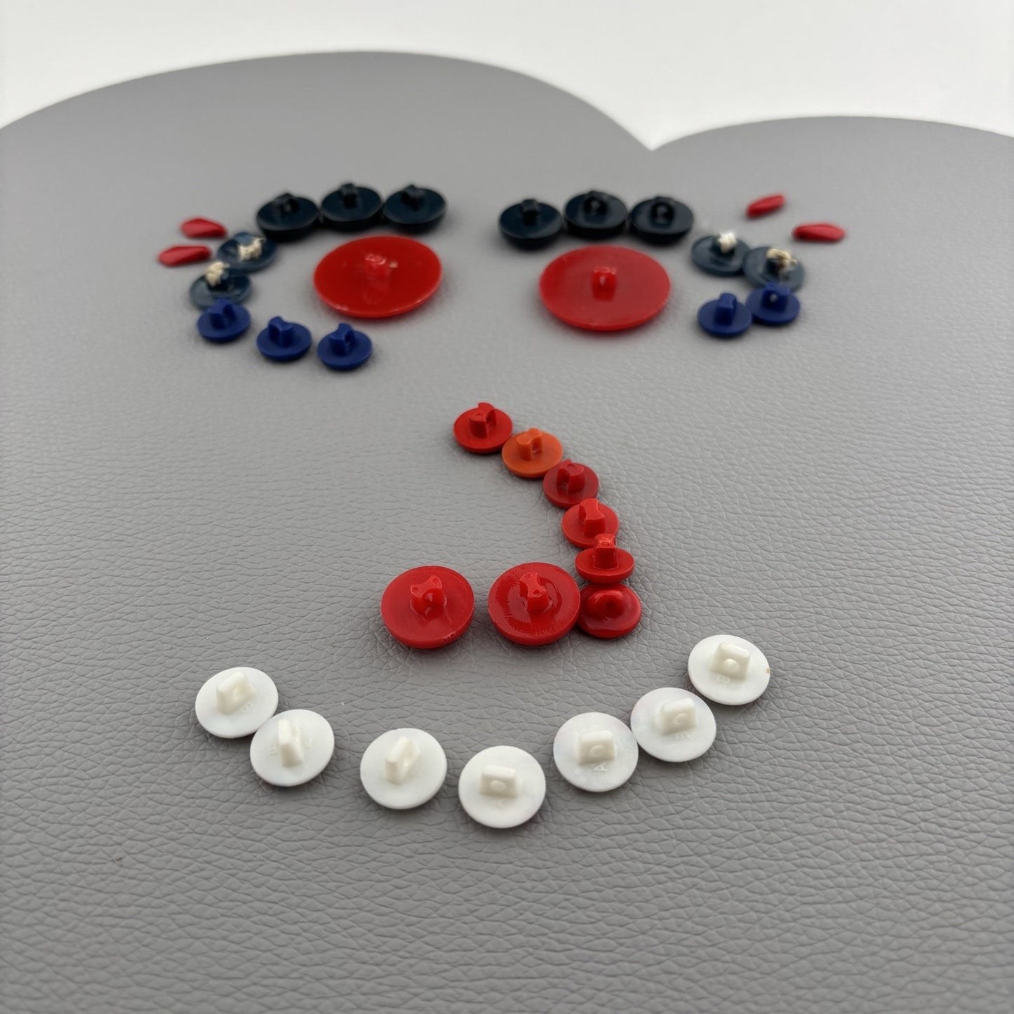 Red Blue White Badminton Button Lot ~ 37 Plastic Shank Craft Sewing Supply