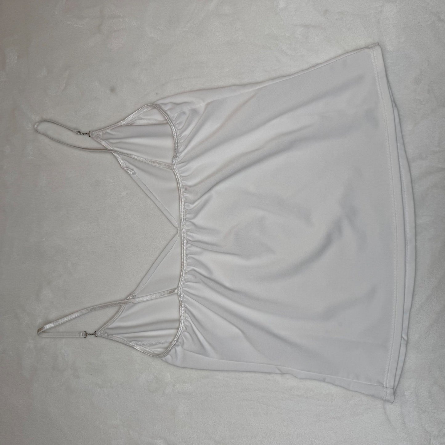 Handmade White Camisole V-Neck Spaghetti Strap Minimalist Coquette Womens Small