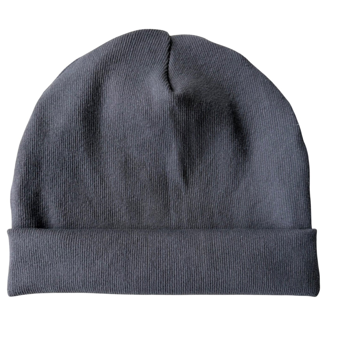 Simpłe Cuffed Beanie — Charcoal Ribbed Knit