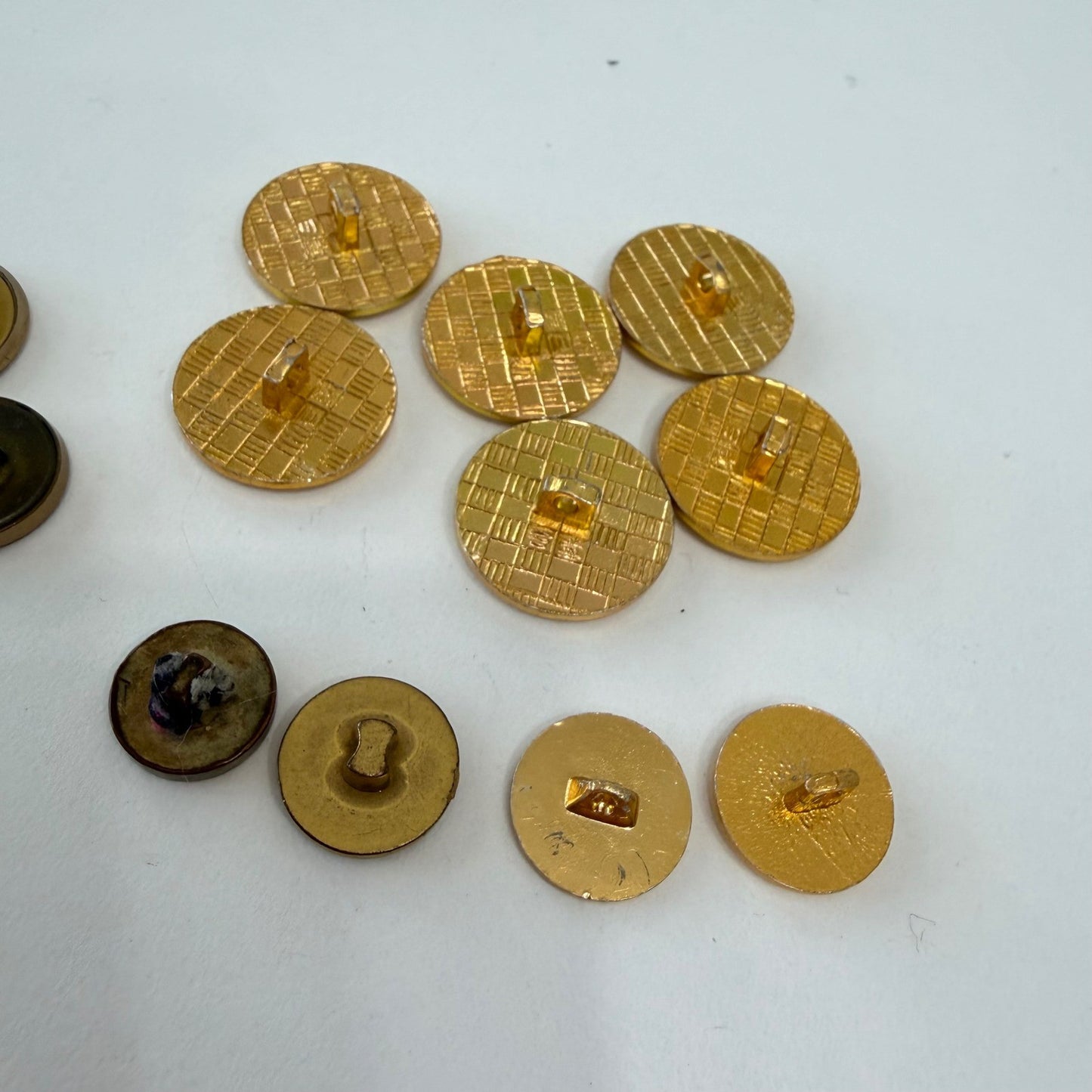 Vintage Gold Metal Buttons Set Large Dome Shank Mix Sewing Craft Lot Collectors