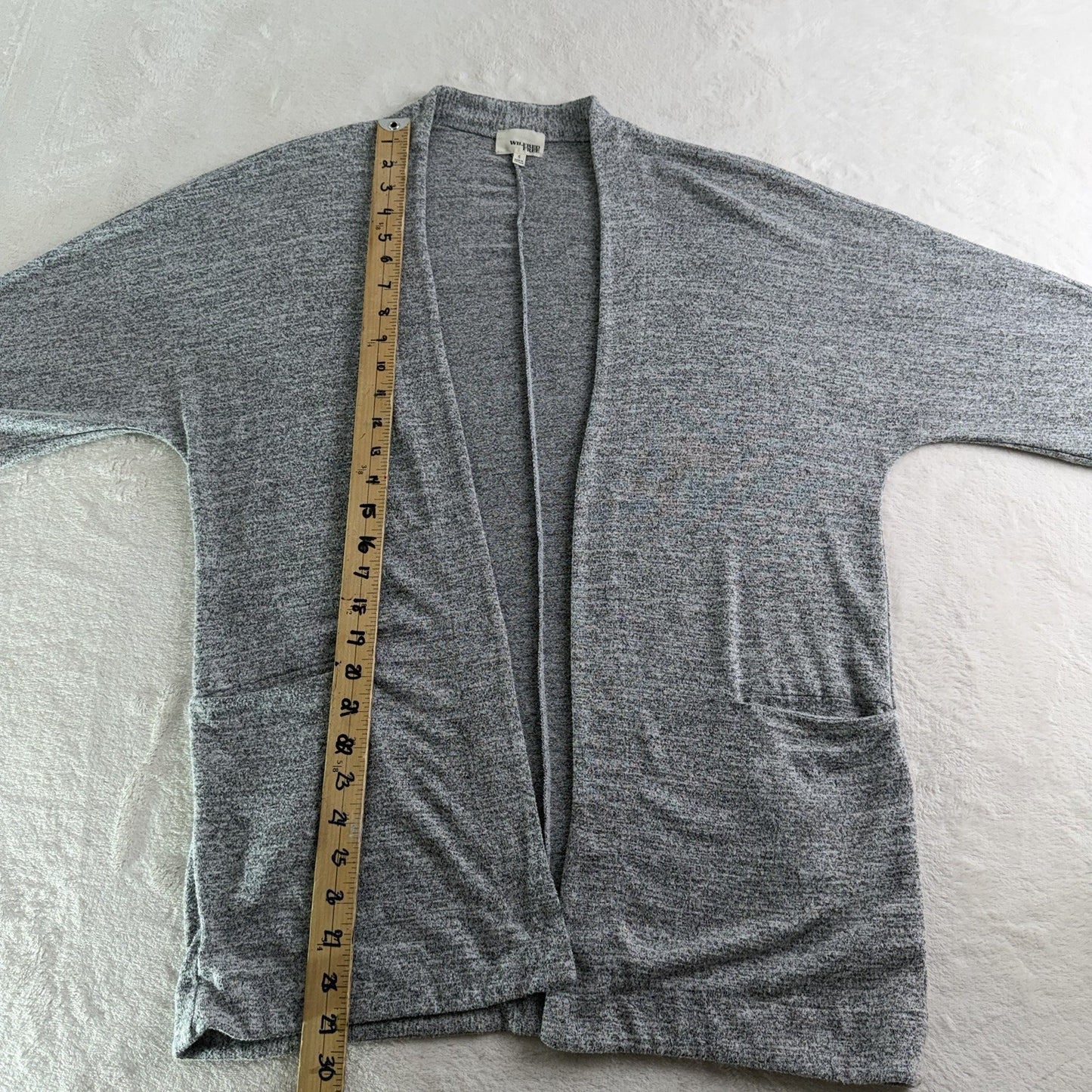 Wilfred Free Open Front Cardigan Grey Slouchy Cocoon Pockets Womens S