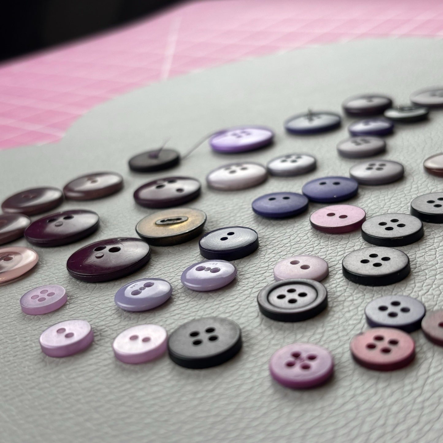 Vintage + New Purple Two Hole + Four Hole Round Button Lot 67 Pieces Sew Crafts
