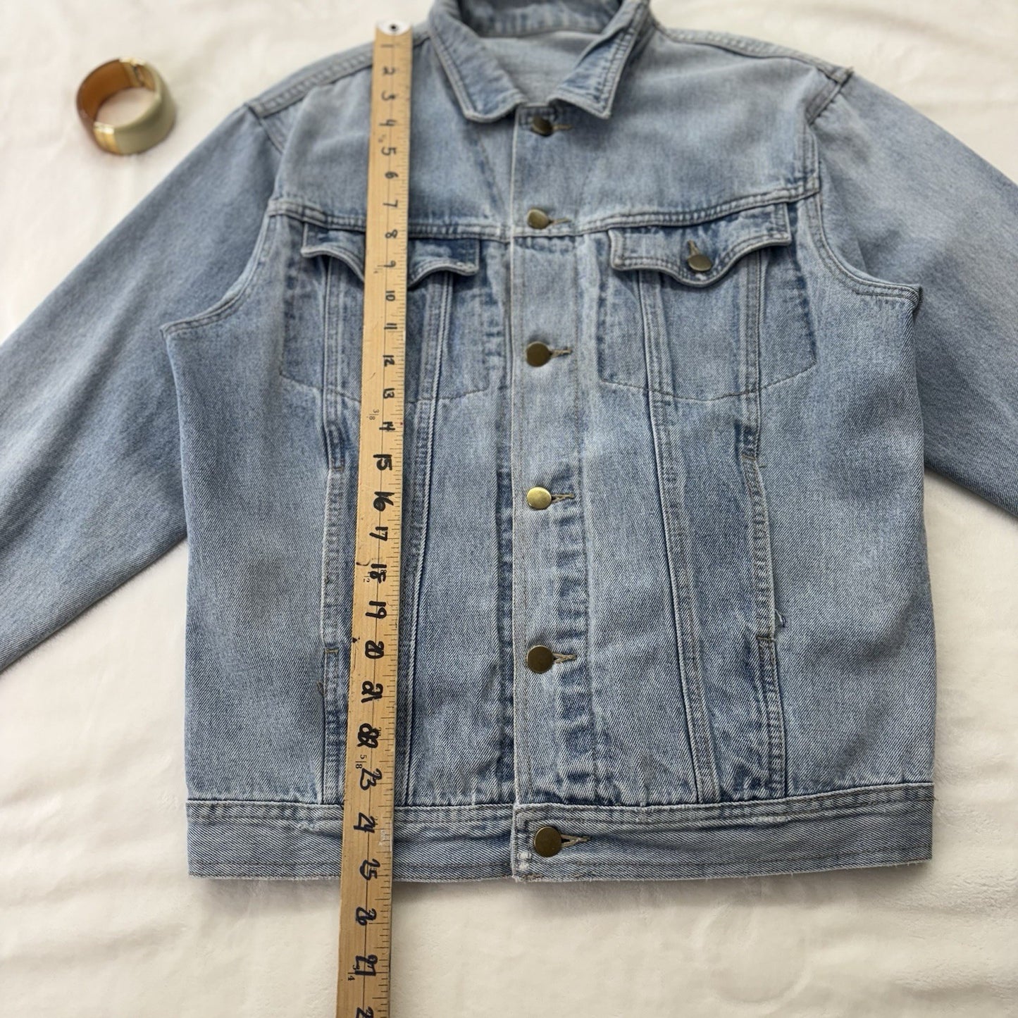 Vintage Oversized Light Wash Denim Jacket 80s 90s Unisex Grunge Distressed Lrge