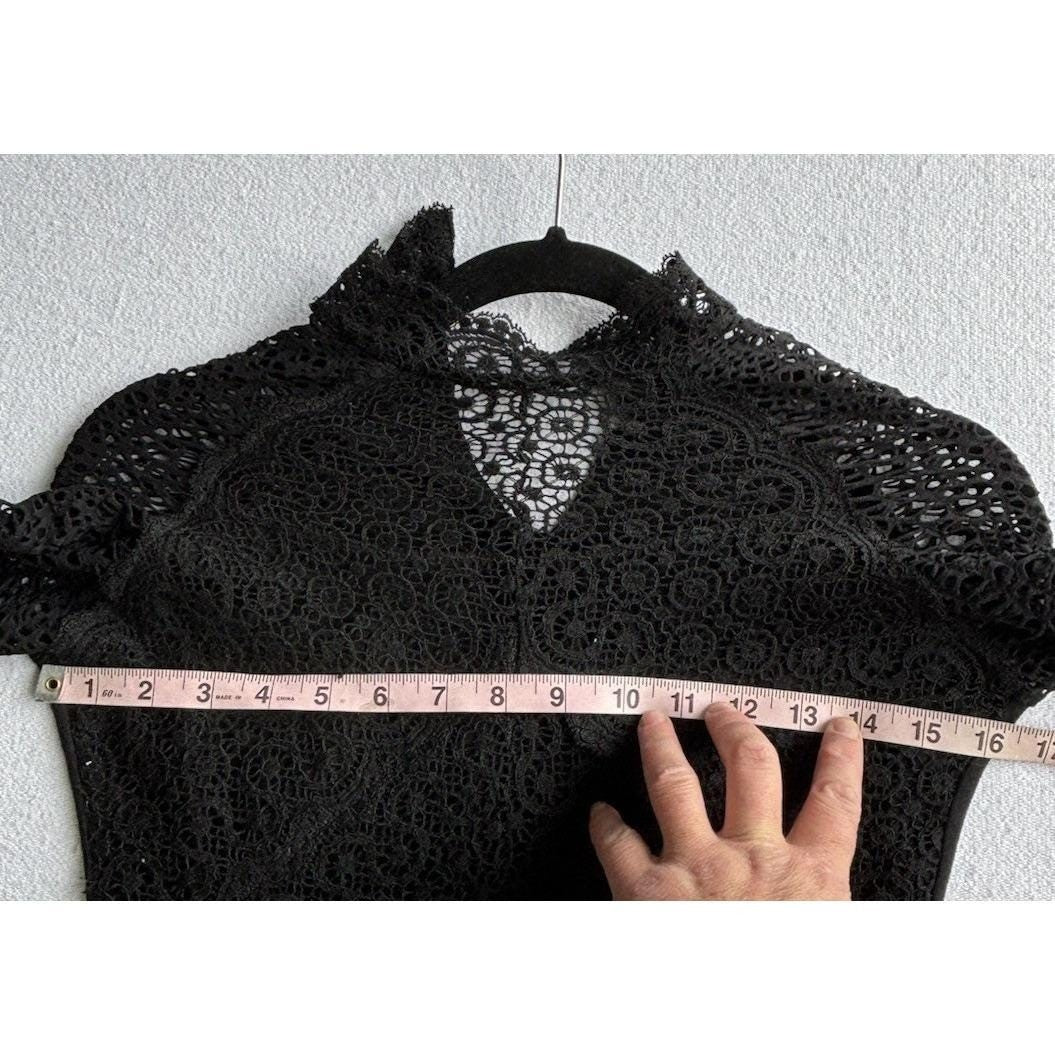 Sagaie Black Lace Mock Neck Top | Size 2