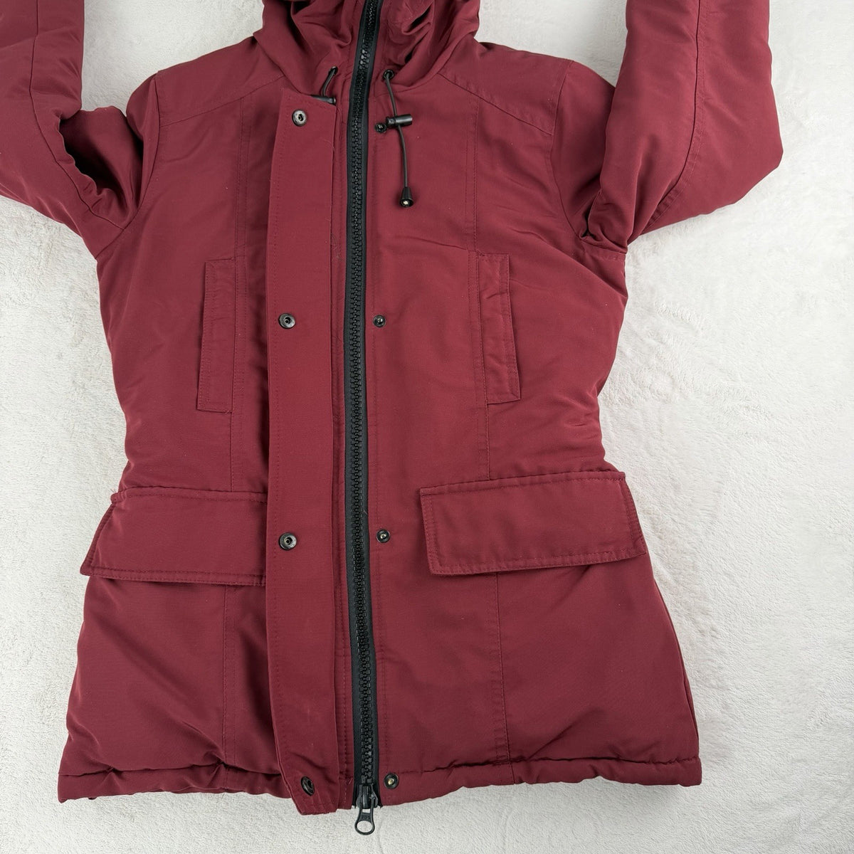 Bluenotes Women’s Parka Coat X-Small  Insulated Hooded Removable Fur 4 Pockets