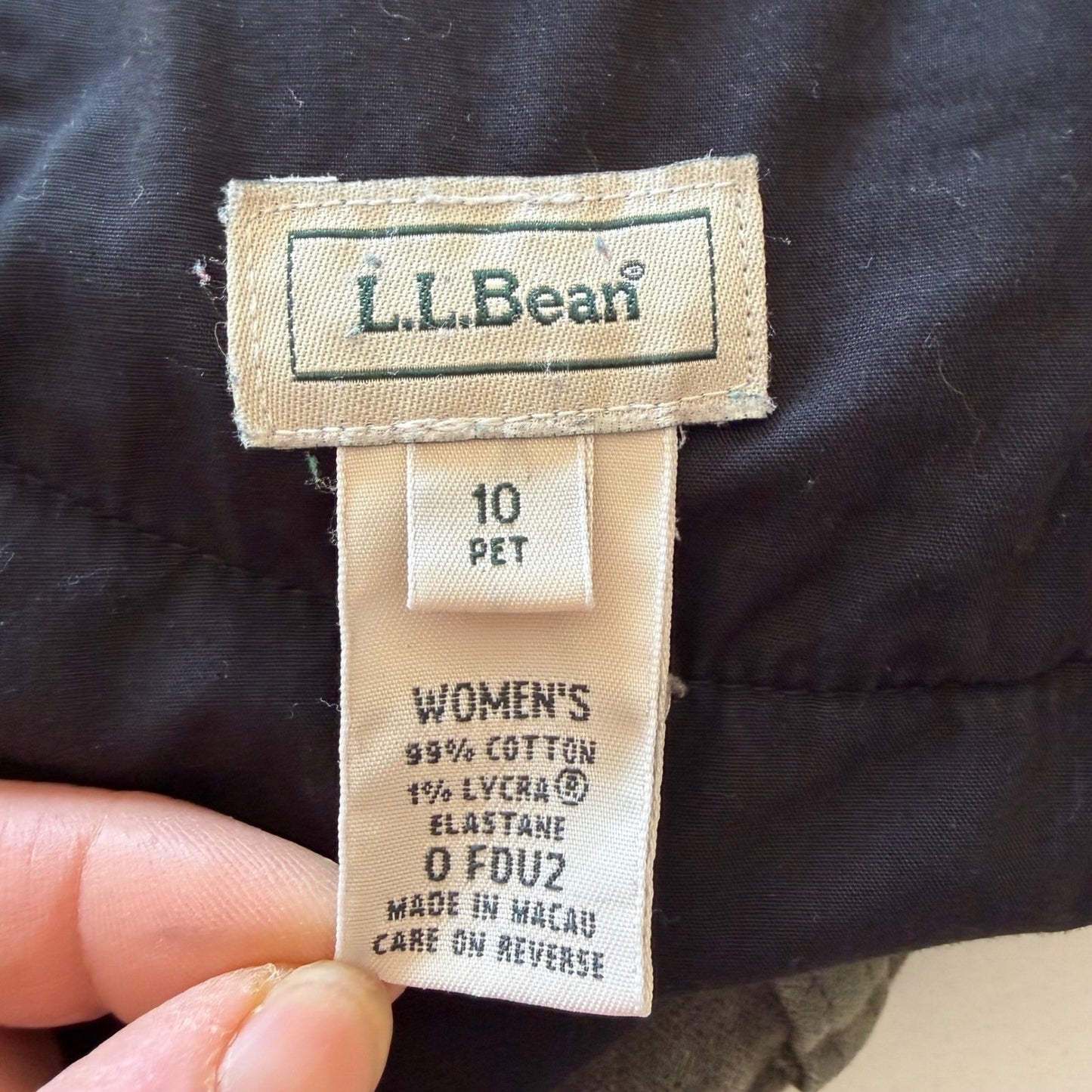 LL Bean Womens 10 PET Corduroy Pants Olive Green Straight Leg Stretch 0FDU2
