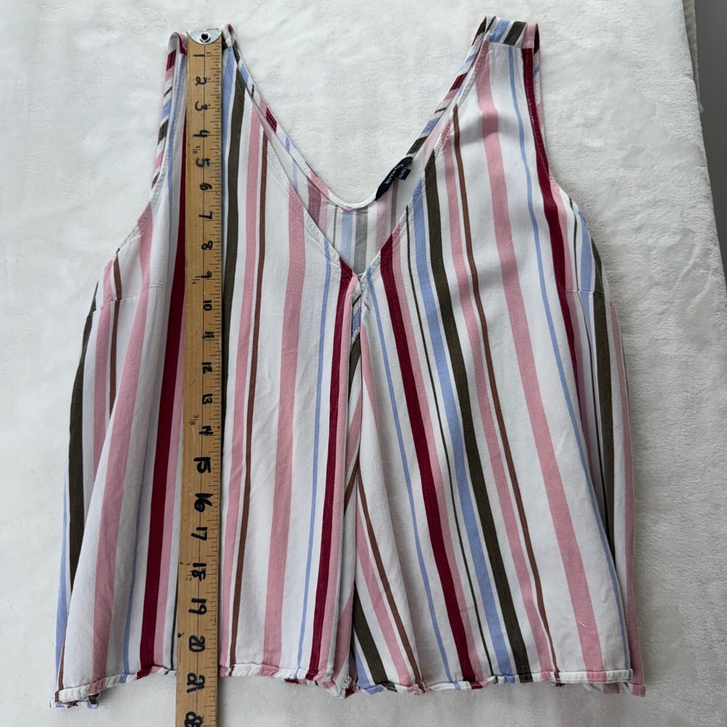 RW&CO Womens XL Multi-Color Striped V-Neck Sleeveless Tank Top Nautical Preppy