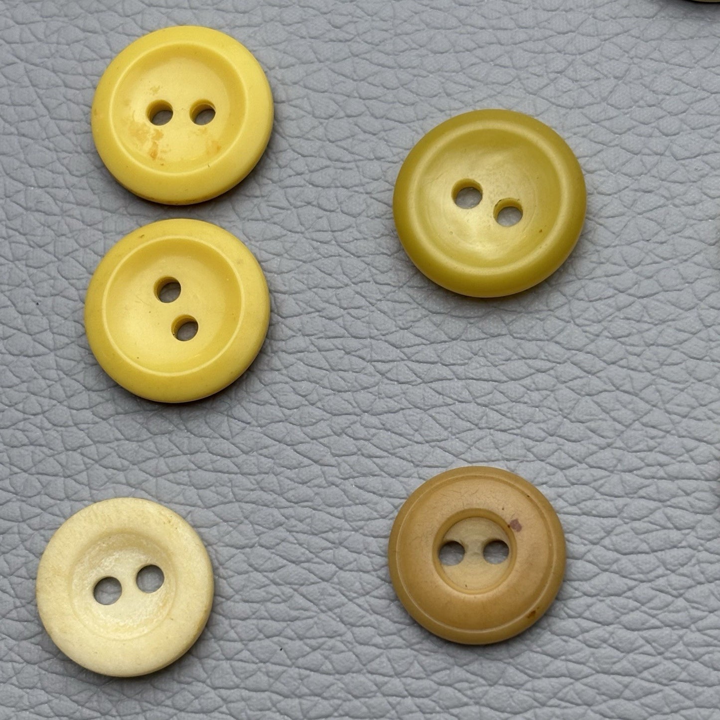 Vintage Yellow Beige Button 62 Lot Two Hole Four Hole Early Plastic Casein Stone