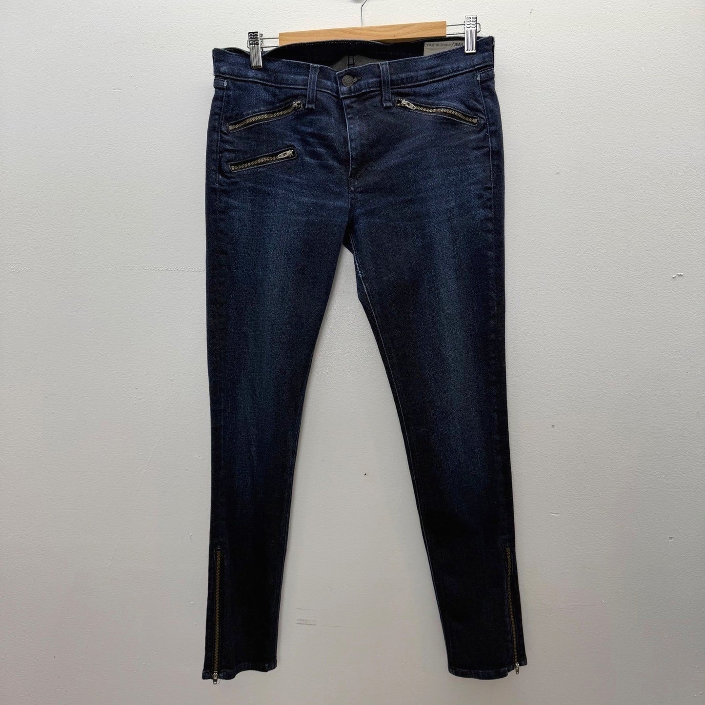 Rag & Bone Kensington Skinny Jeans Y2K Grunge Dark Wash Zip Ankle Stretch Sz 31