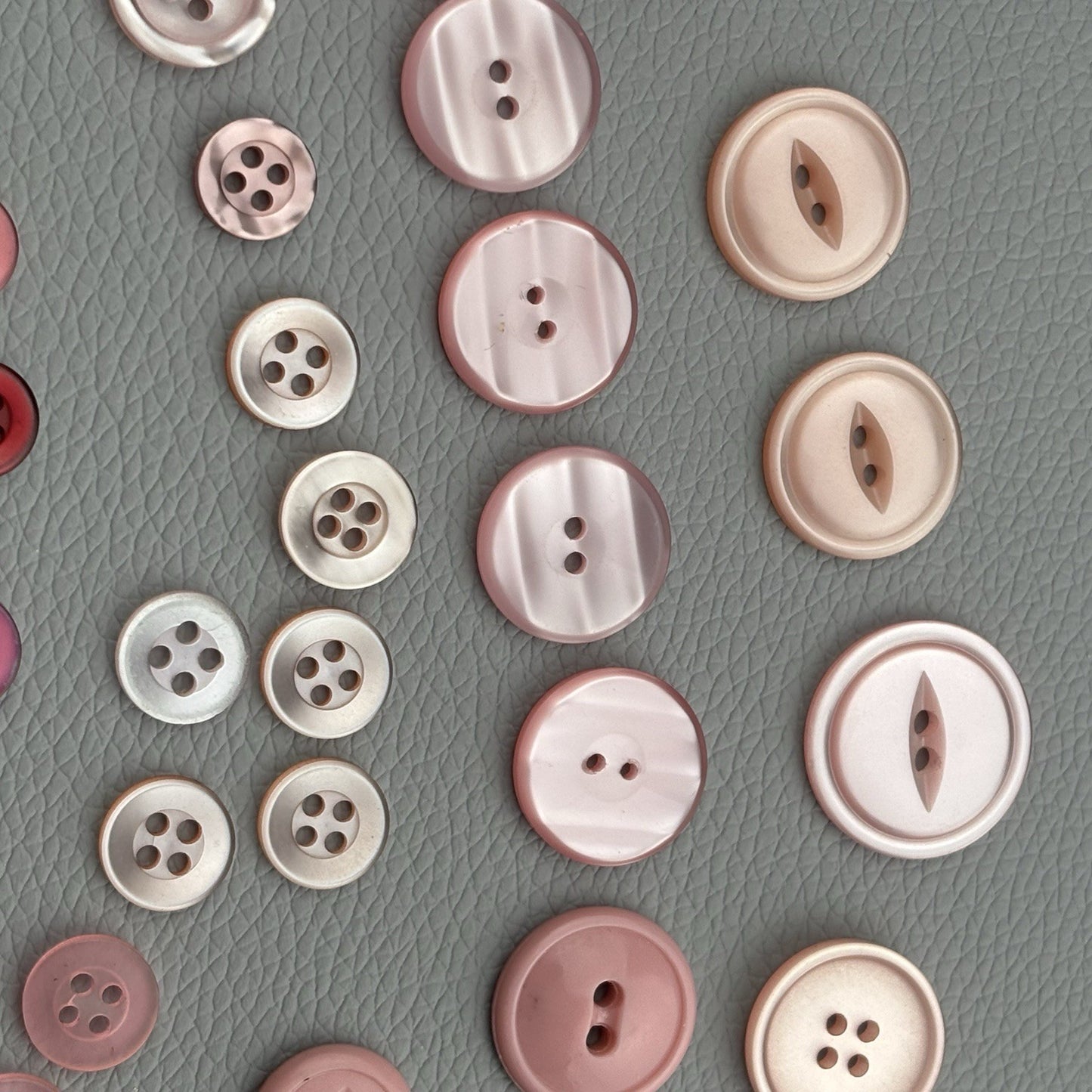 Vintage Pink Button Lot | 56 Pcs Blush & Rose Casein  Mix Mid Century Sewing