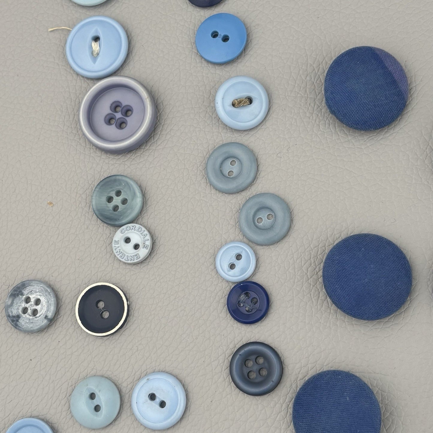 Vintage Blue Fabric Covered Buttons Lot Velvet Tweed Knit Tailor Shank 1940s-60s