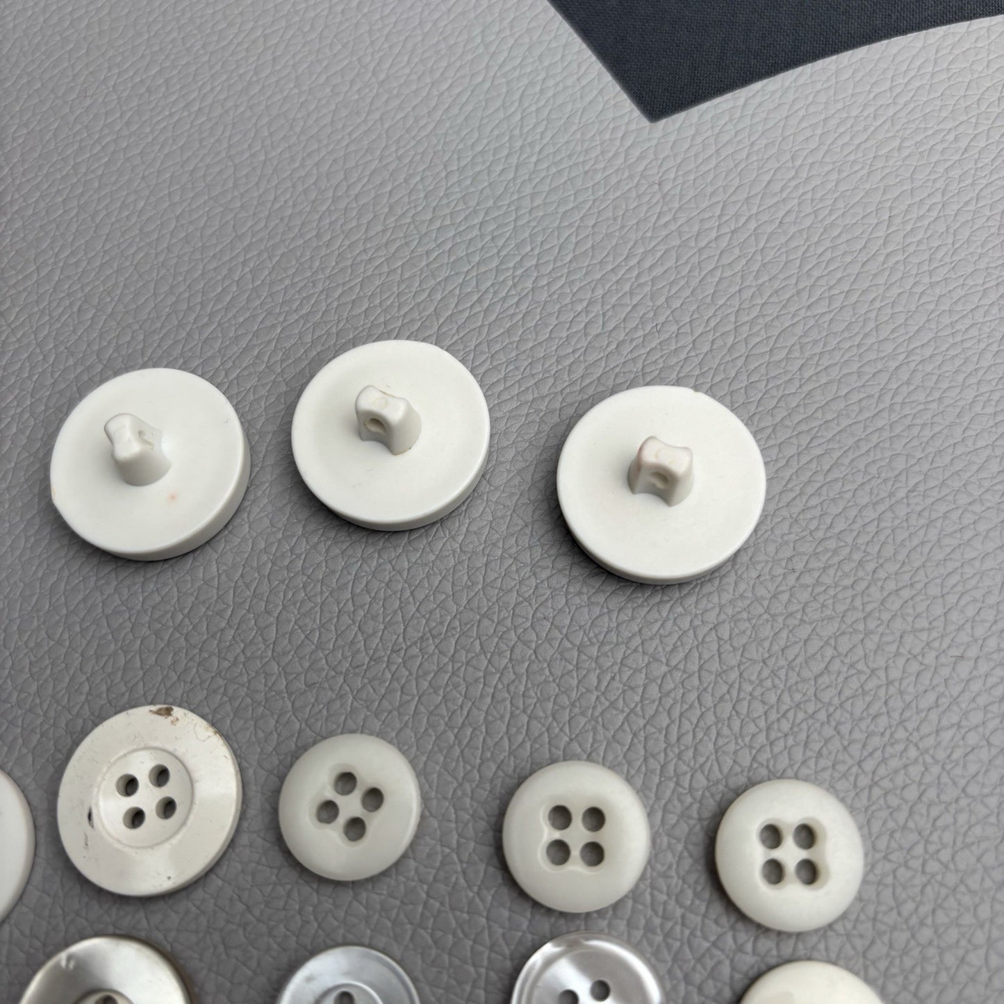 Vintage White & Ivory Button Lot (80pcs) – Casein, Shell, and Early Plastic Mix