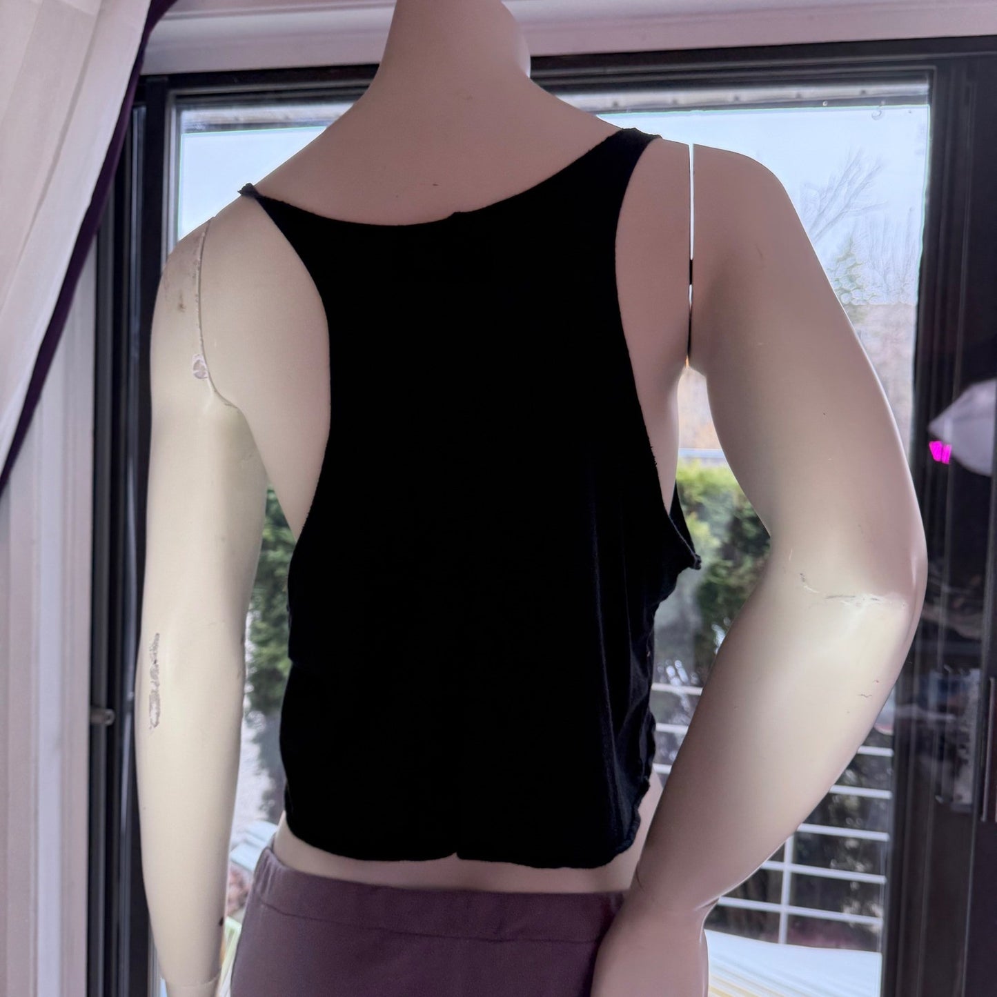 Brandy Melville Black Crop Tank Feather Graphic Grunge Gothcore Cami Boho Y2K OS