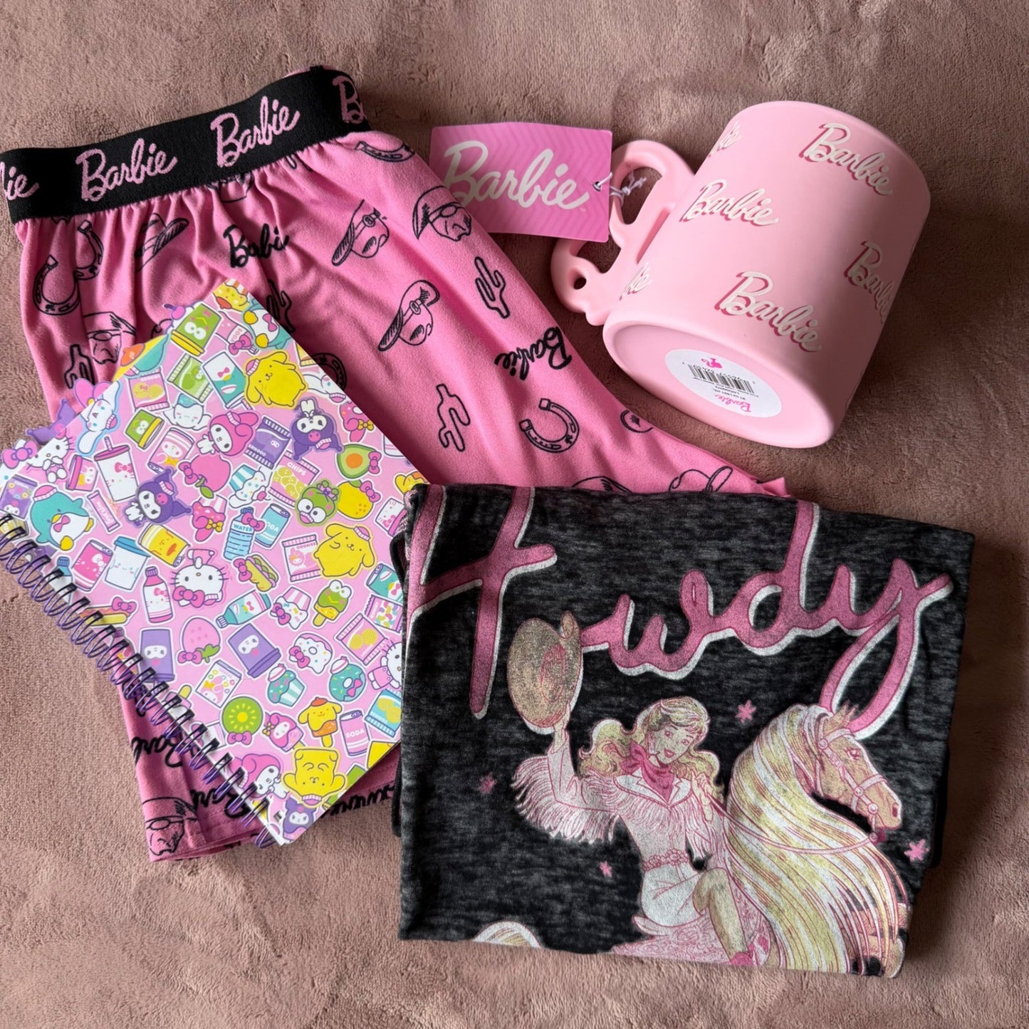 Barbie Pajama Set + Mug Howdy Cowgirl Pink Western Barbiecore Sleepwear Small