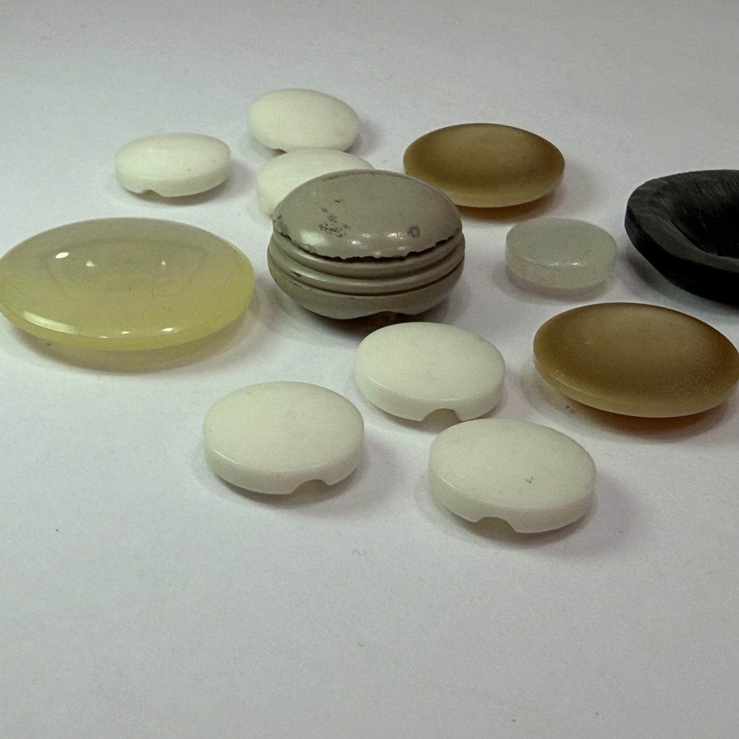 Vintage Button Lot Neutral Tones Shank Buttons Coat Replacement Sewing Supplies