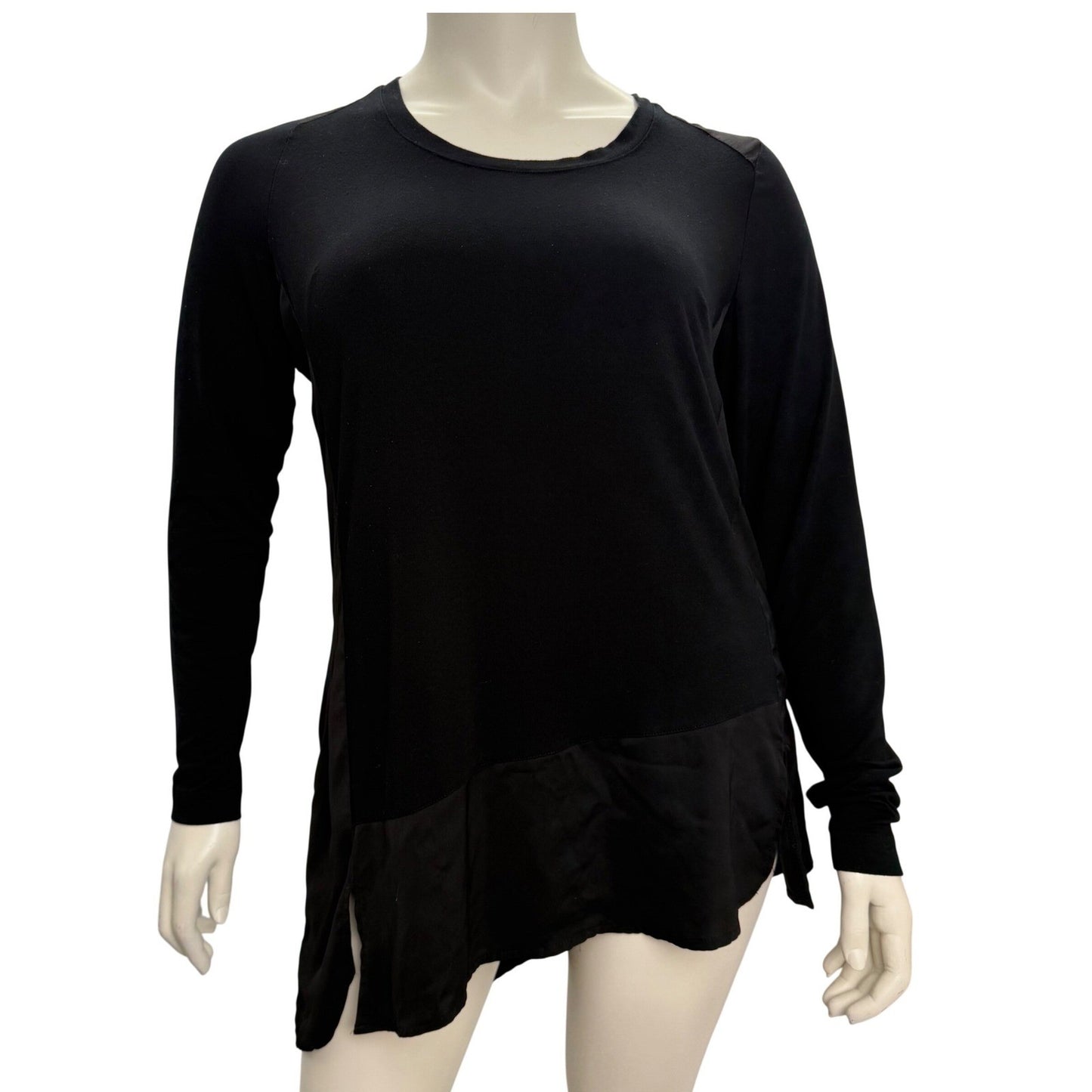 Melissa McCarthy Black Long Sleeve Tunic Asymmetrical Minimalist Lagenlook XL