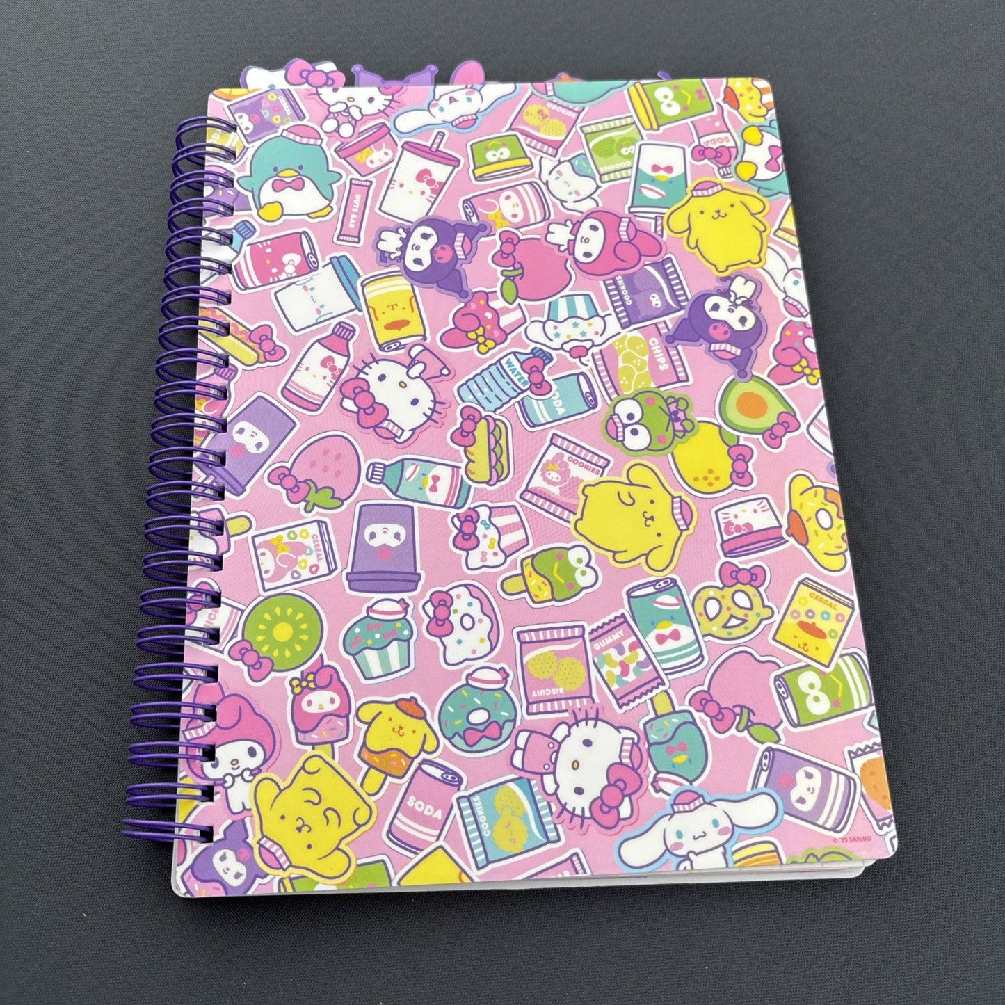 Hello Kitty and Friends Spiral Journal — Kawaii Snack Shop Notebook w/ Tabs