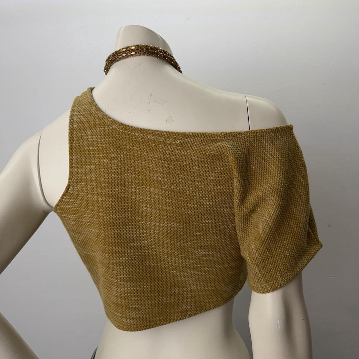 Burnt Orange Woman's  Asymmetrical  Cold Shoulder Crop Top In Size S/M Festival
