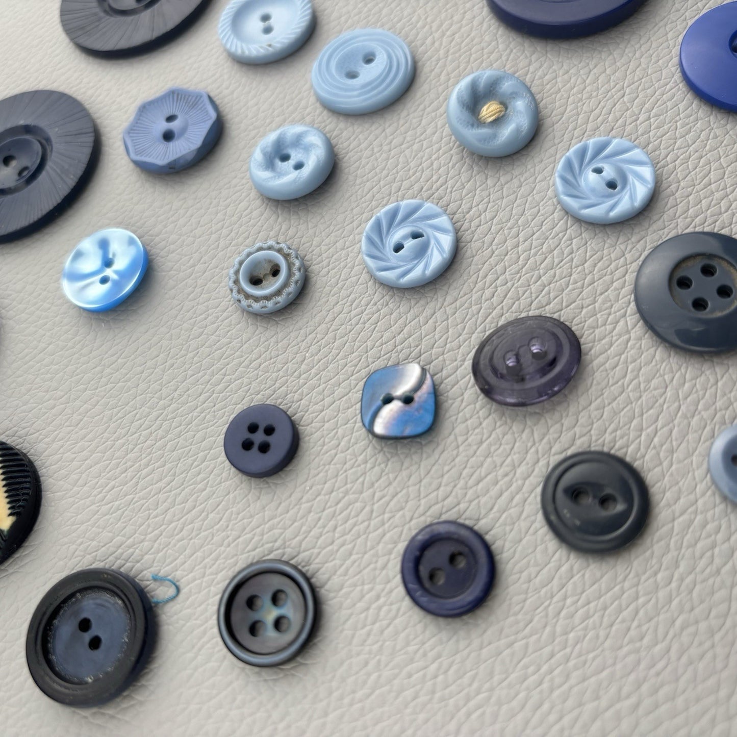 Vintage Blue Button Lot | Bakelite, Casein & Glass Mix | 1930s–50s Sewing Crafts