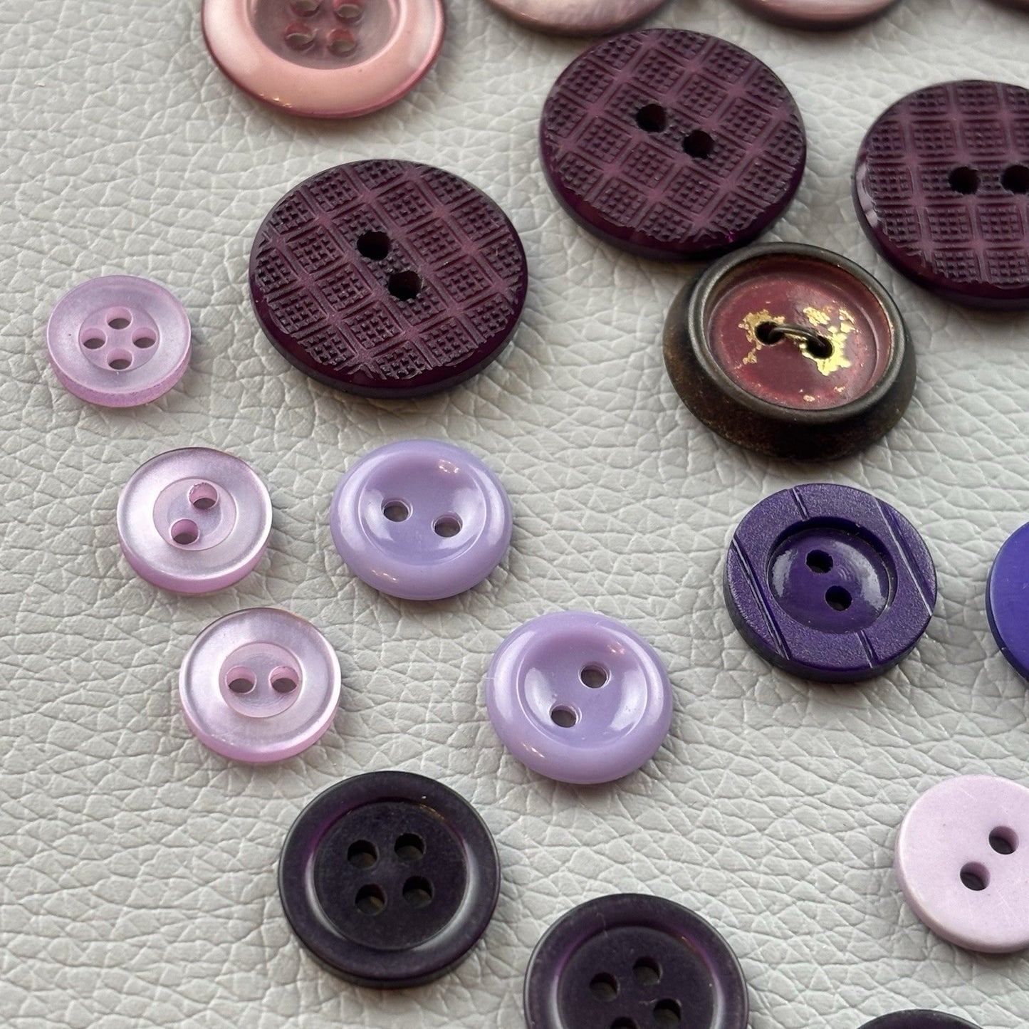 Vintage + New Purple Two Hole + Four Hole Round Button Lot 67 Pieces Sew Crafts