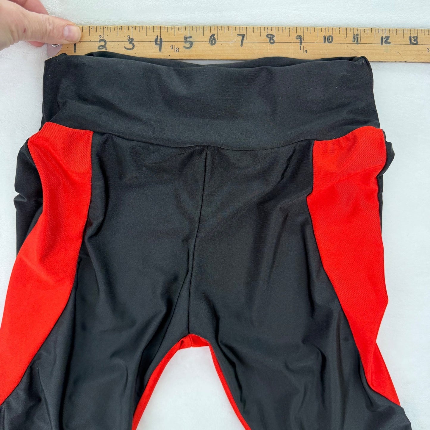 Black Red Heart Back Colorblock High Waisted Athletic Leggings Yoga Pants Small