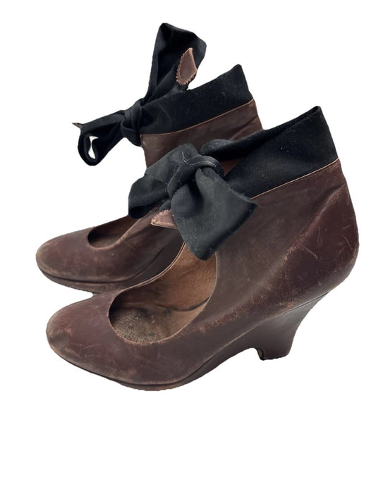 Corso Como Dodie Heels size 10 Burgundy Leather Platform Silk Tie Vintagecore