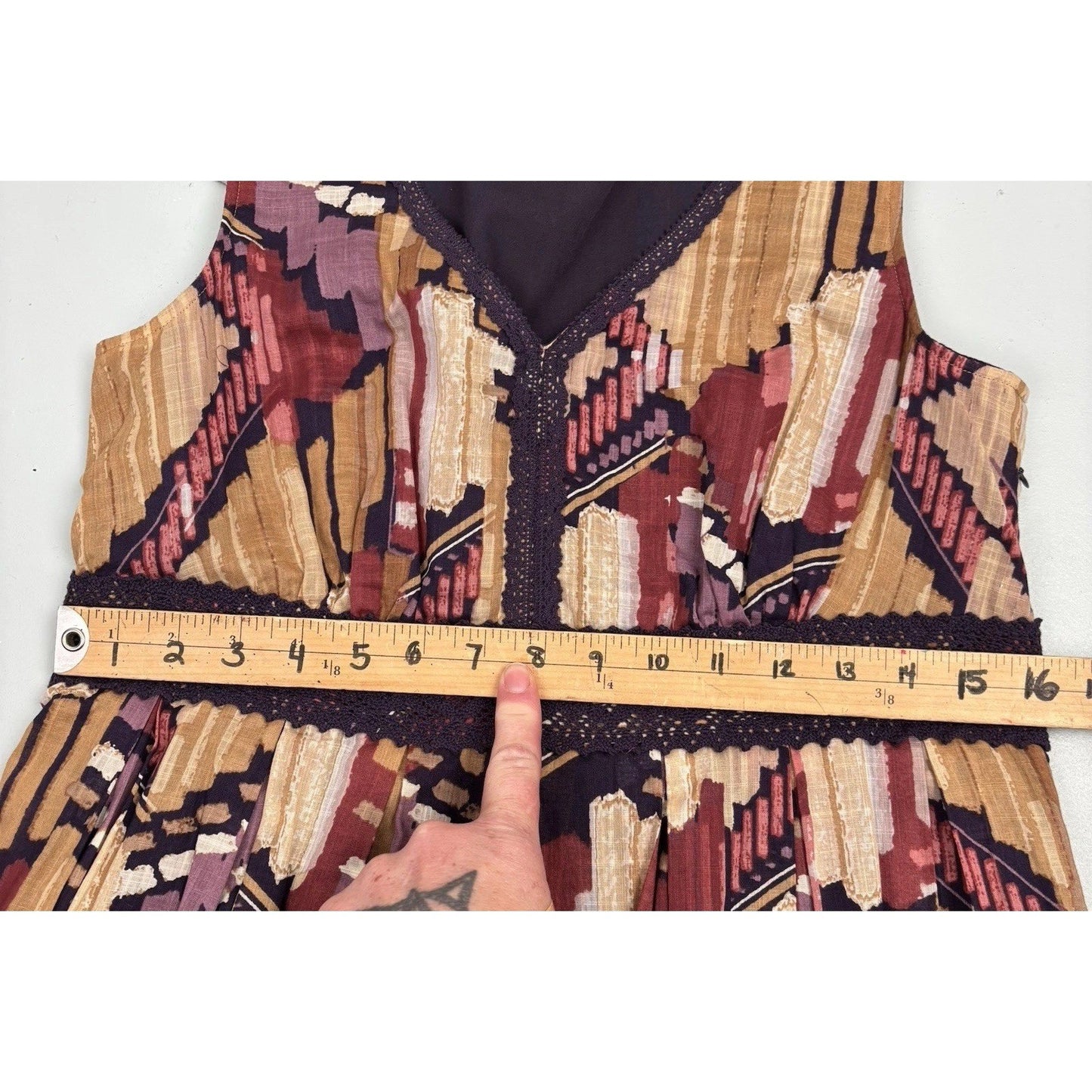 Axcess by Liz Claiborne Abstract Print Sleeveless Dress Boho Retro Style M