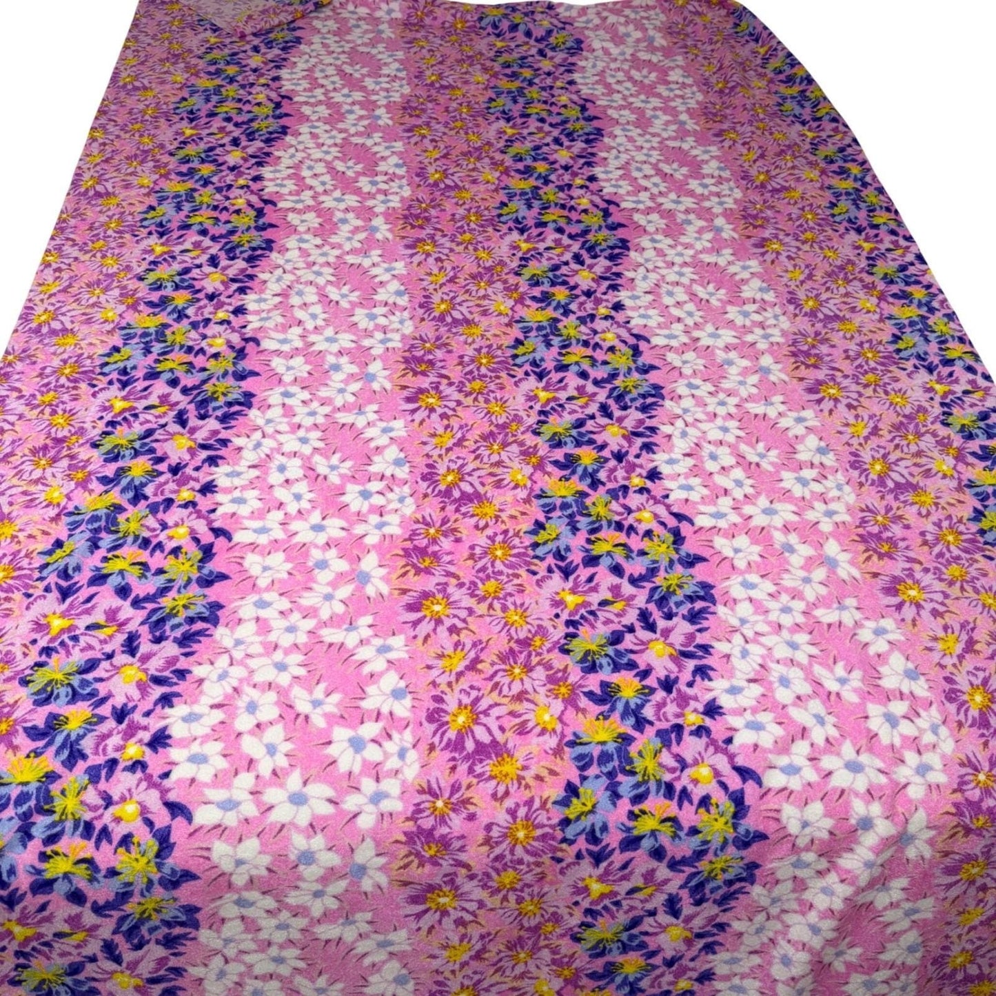 Vintage Floral Velour Fabric Pink Purple Daisy Print 2.5m • 46 Inch Wide 166 GPM