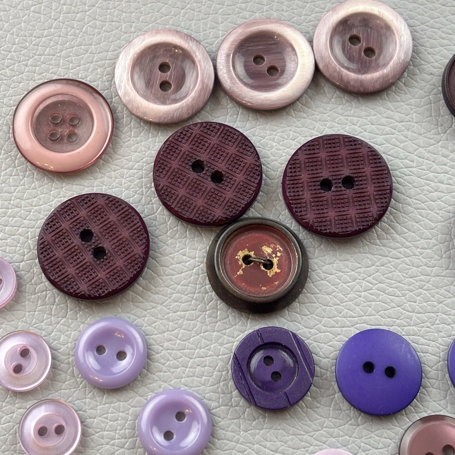 Vintage + New Purple Two Hole + Four Hole Round Button Lot 67 Pieces Sew Crafts