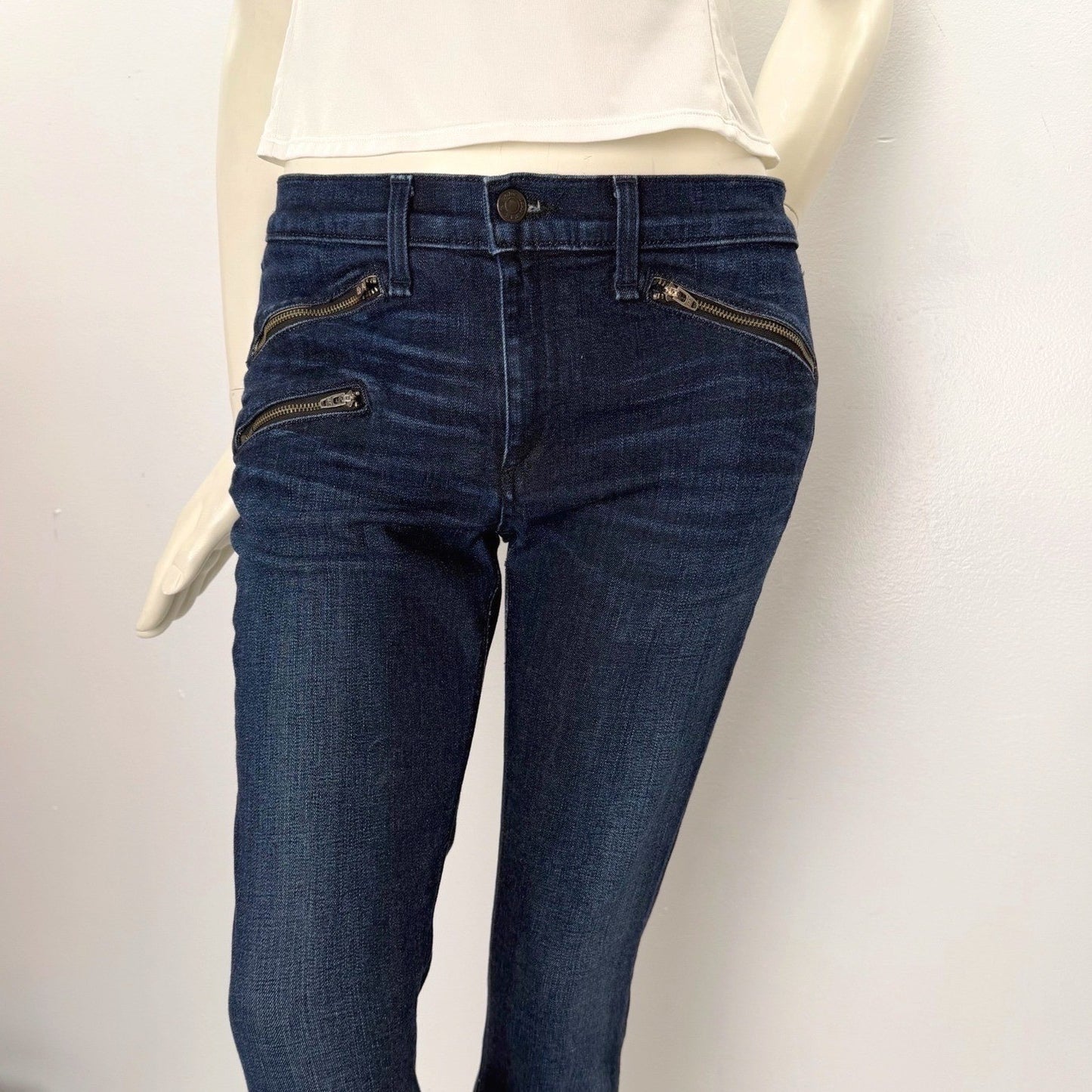 Rag & Bone Kensington Skinny Jeans Y2K Grunge Dark Wash Zip Ankle Stretch Sz 31