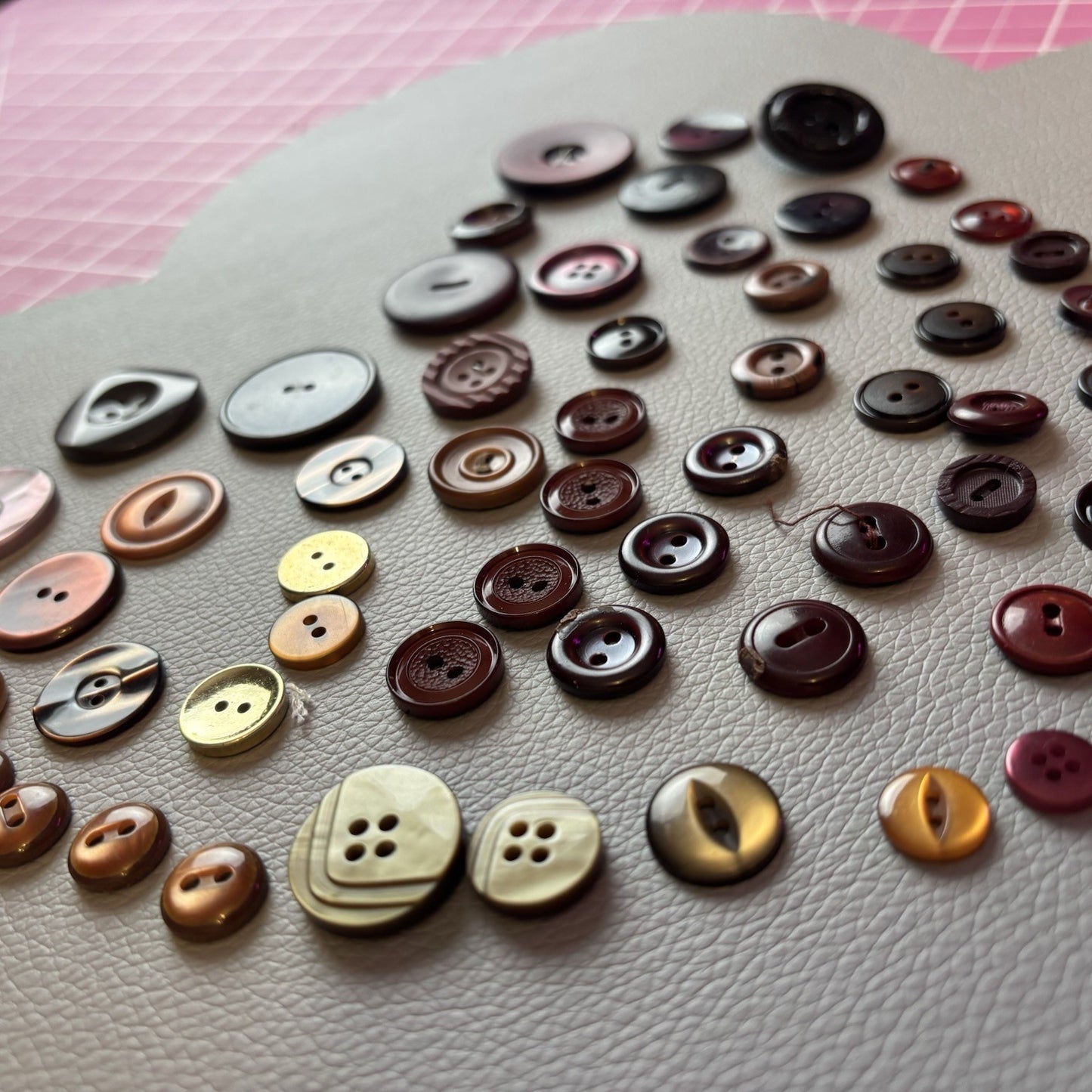 Vintage + New Burgundy And Red  Button Lot. Two Hole + Four Hole Plastic