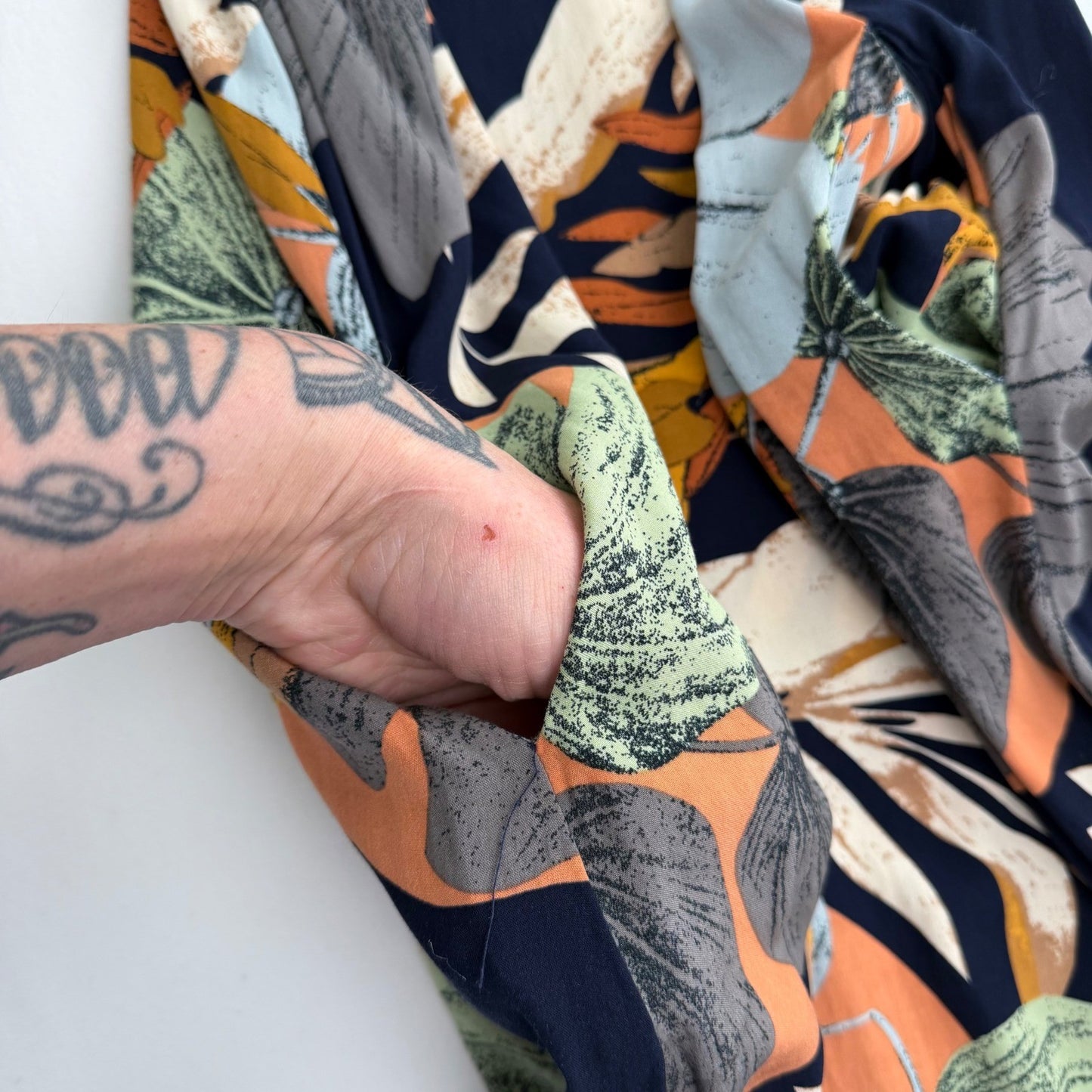 Tropical Leaf Print Sleeveless Maxi Shift Dress Medium Boho Naturecore Coastal