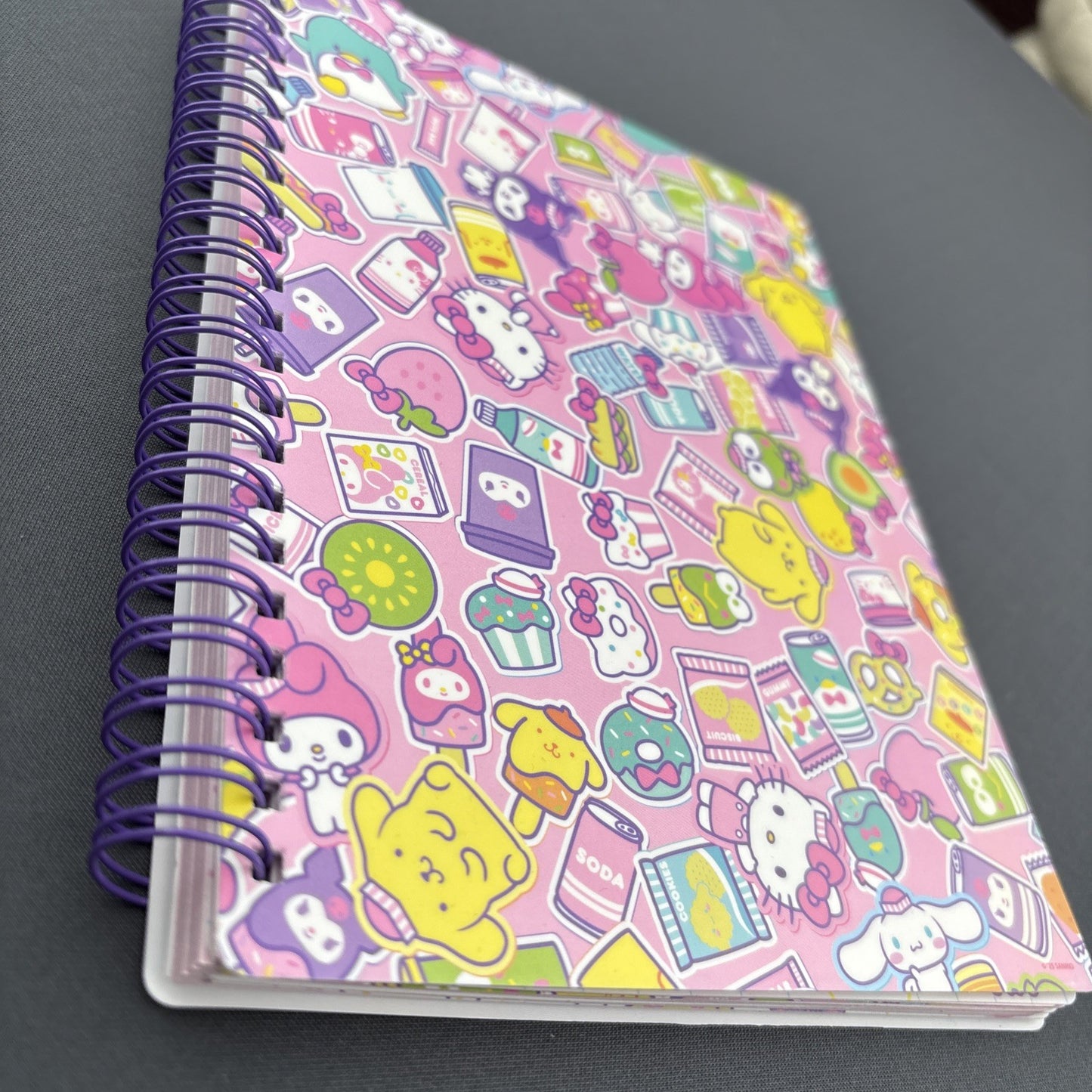 Hello Kitty and Friends Spiral Journal — Kawaii Snack Shop Notebook w/ Tabs