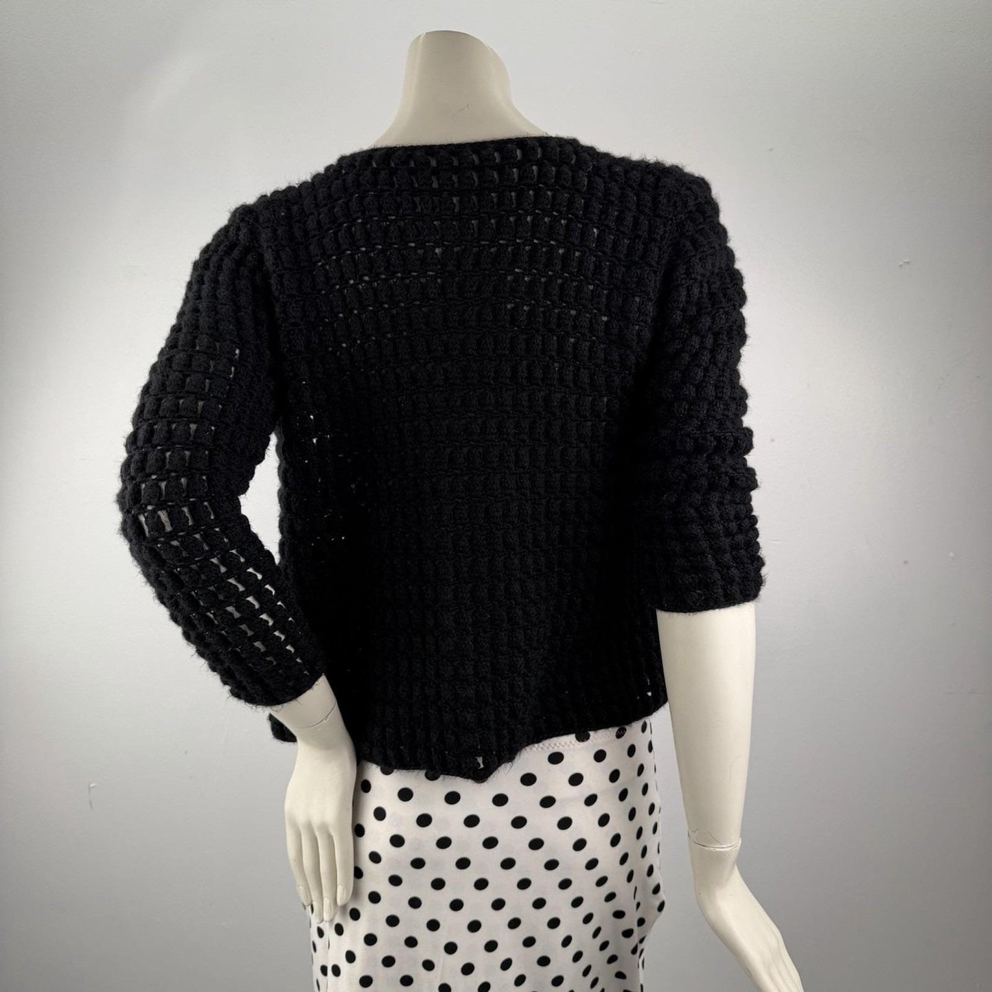 Vintage Black Handmade Cardigan Quiet Luxury Old Money Capsule Wardrobe Medium