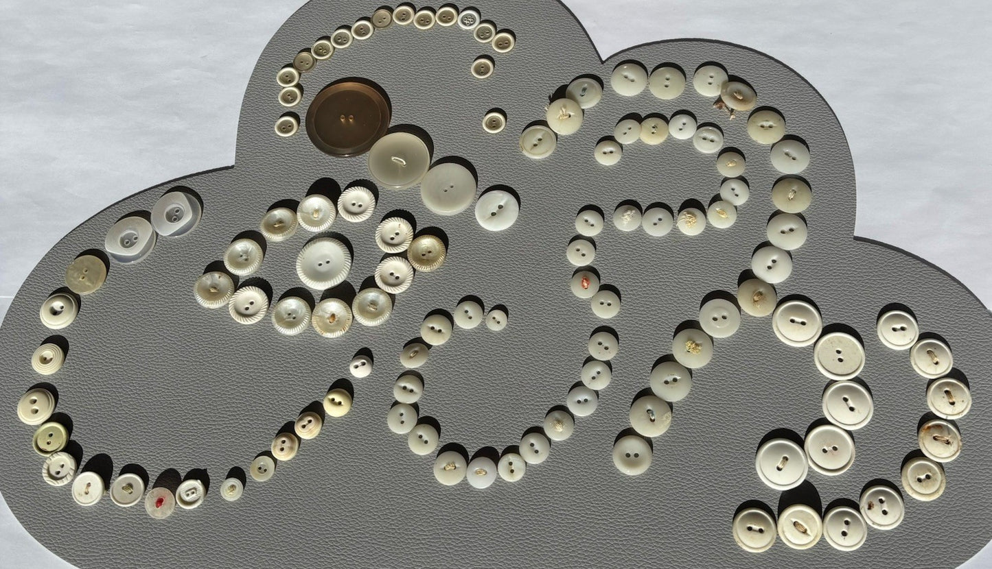 Vintage White Button Lot ~ 113  Mixed Material Size Small Medium large 2 Hole