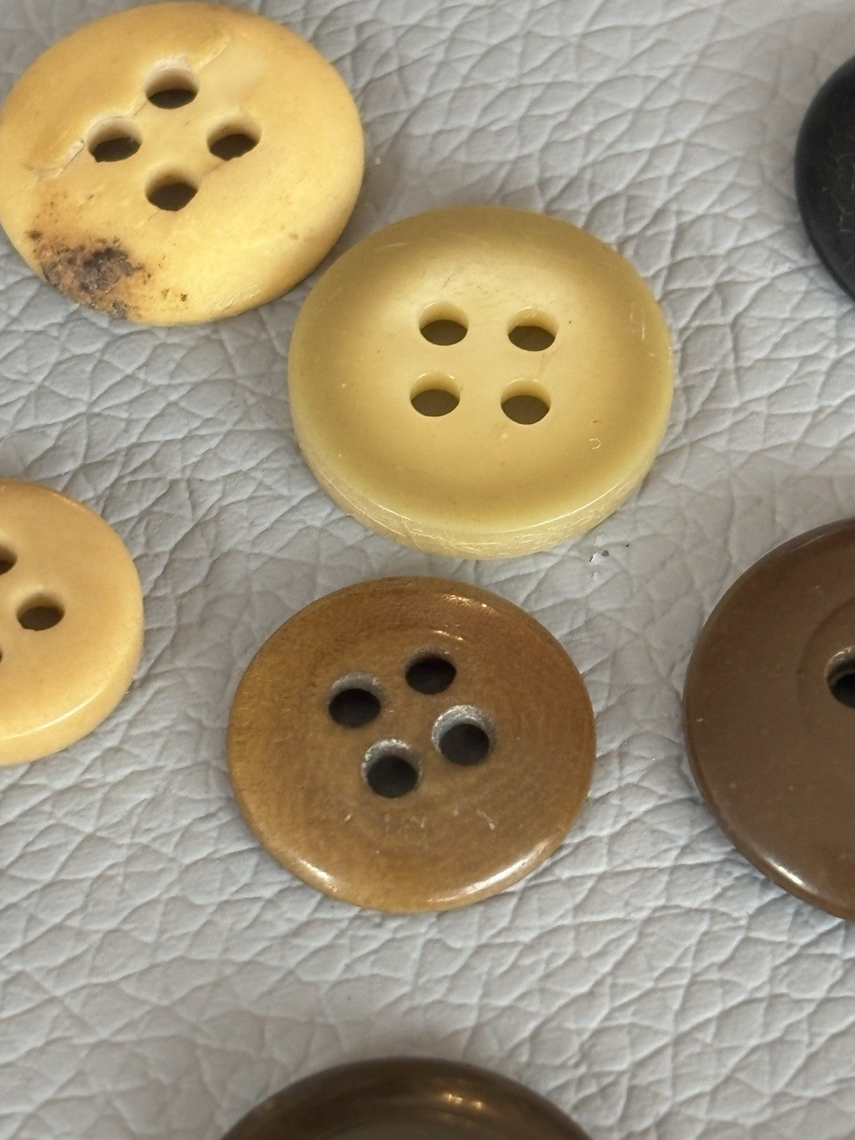 Vintage Lot Of 40 Brown Grey Beige Green Four Hole Buttons. Celluloid Glass