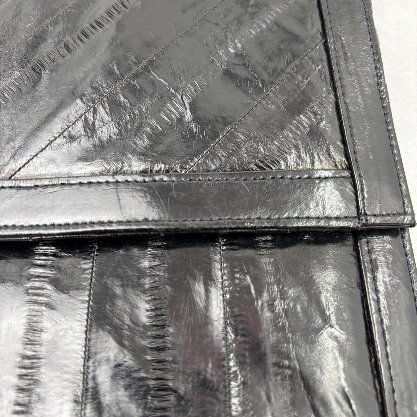 Vintage Black Eel Skin Clutch Leather Classic Quiet Luxury Old Money Mob Wife