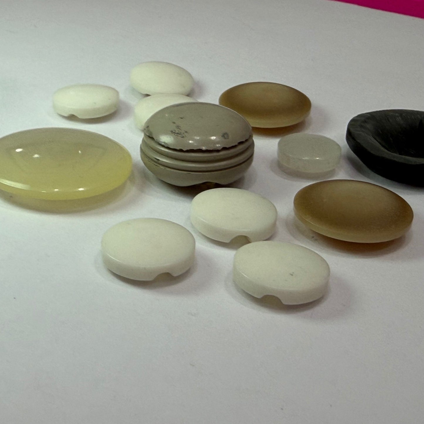 Vintage Button Lot Neutral Tones Shank Buttons Coat Replacement Sewing Supplies